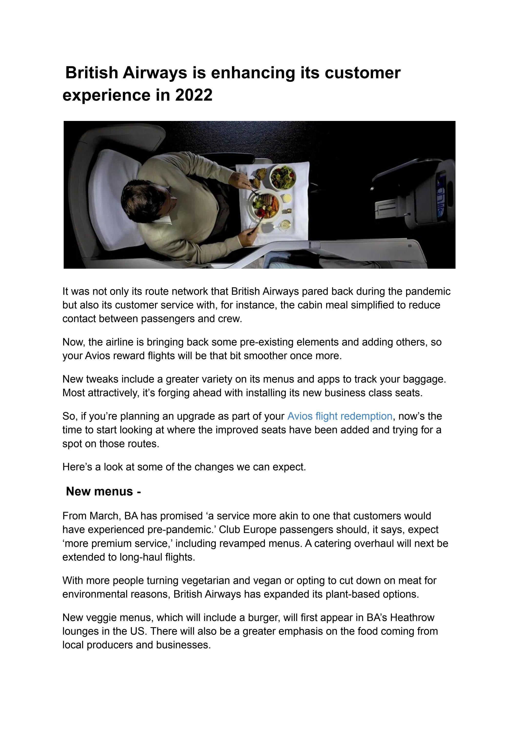 British Airways is enhancing its customer experience in 2022 by ...