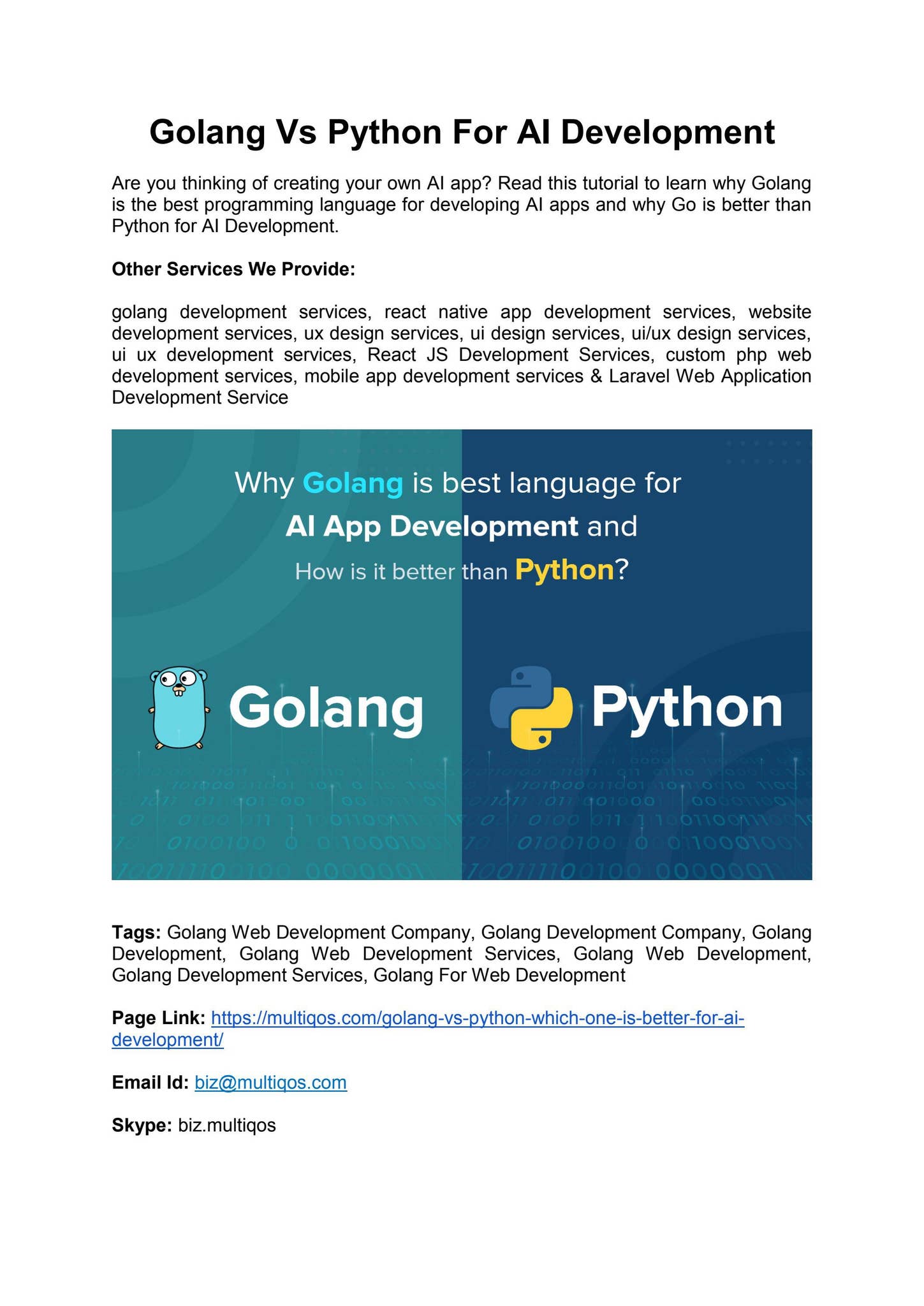 Golang Vs Python For AI Development - Which one is best for AI by ...