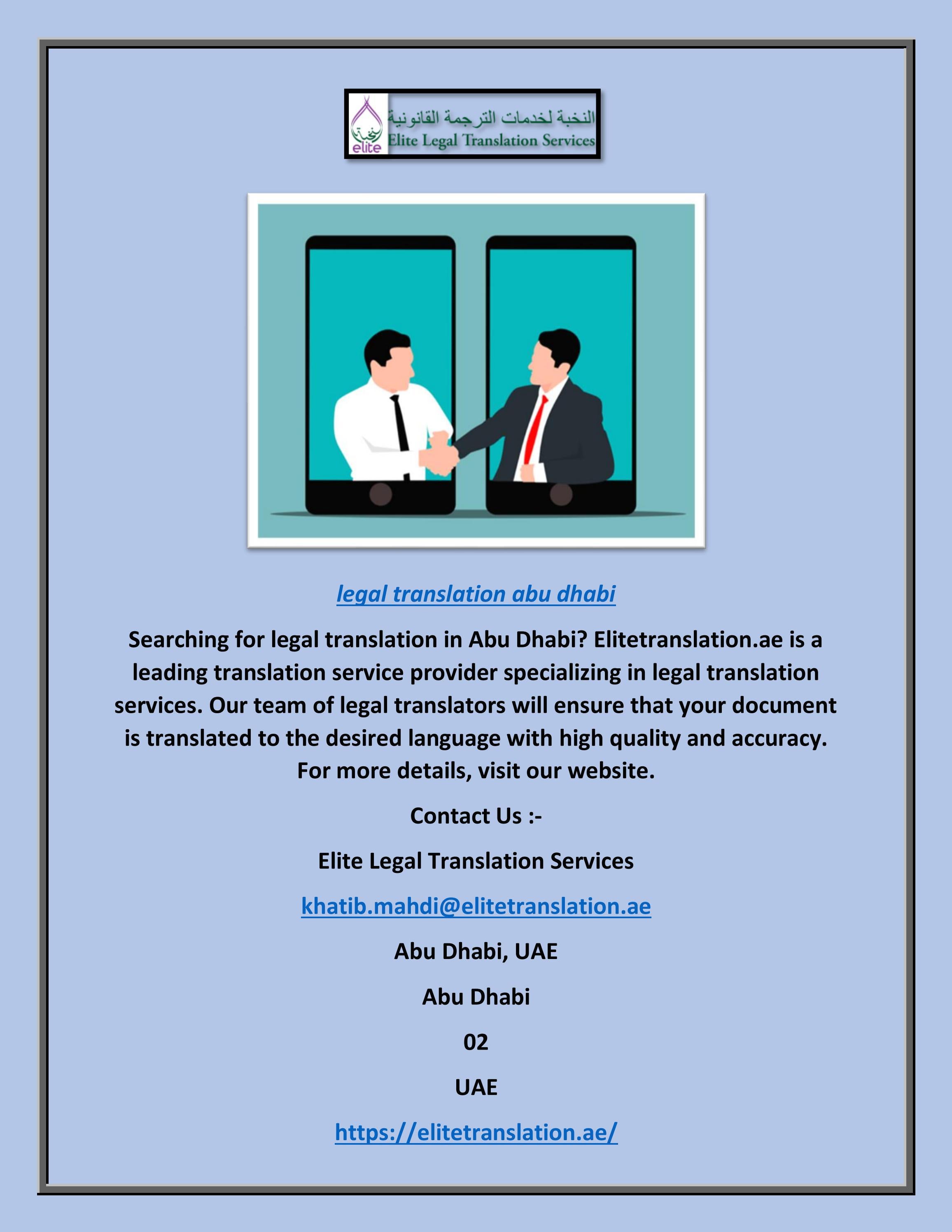 Legal Translation Abu Dhabi Elitetranslation.ae by Elite legal