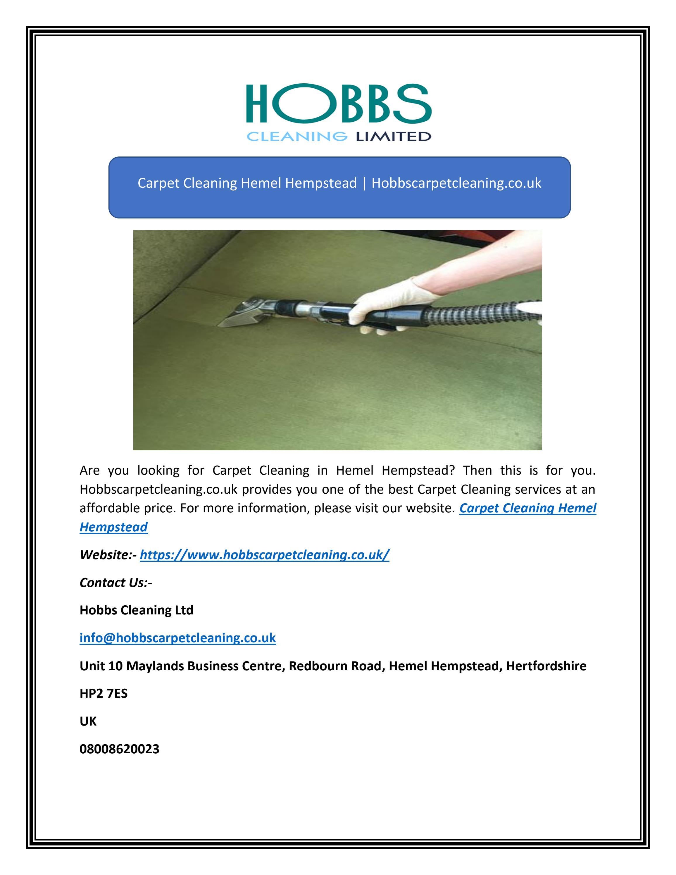 Carpet Cleaning Hemel Hempstead Hobbscarpetcleaning.co.uk by Hobbs