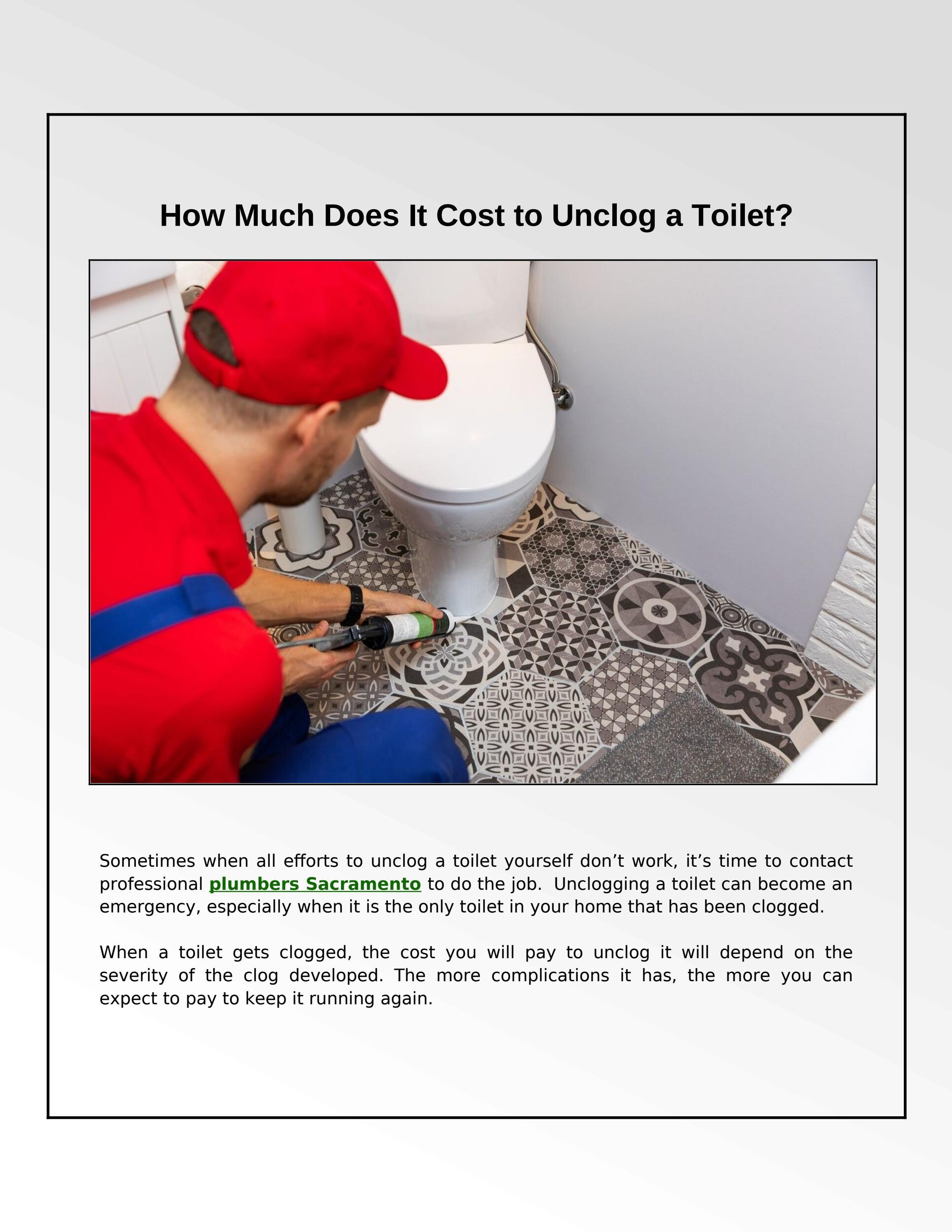 How Much Would a Plumber Charge Unclog a Toilet? by preferredplumbing1