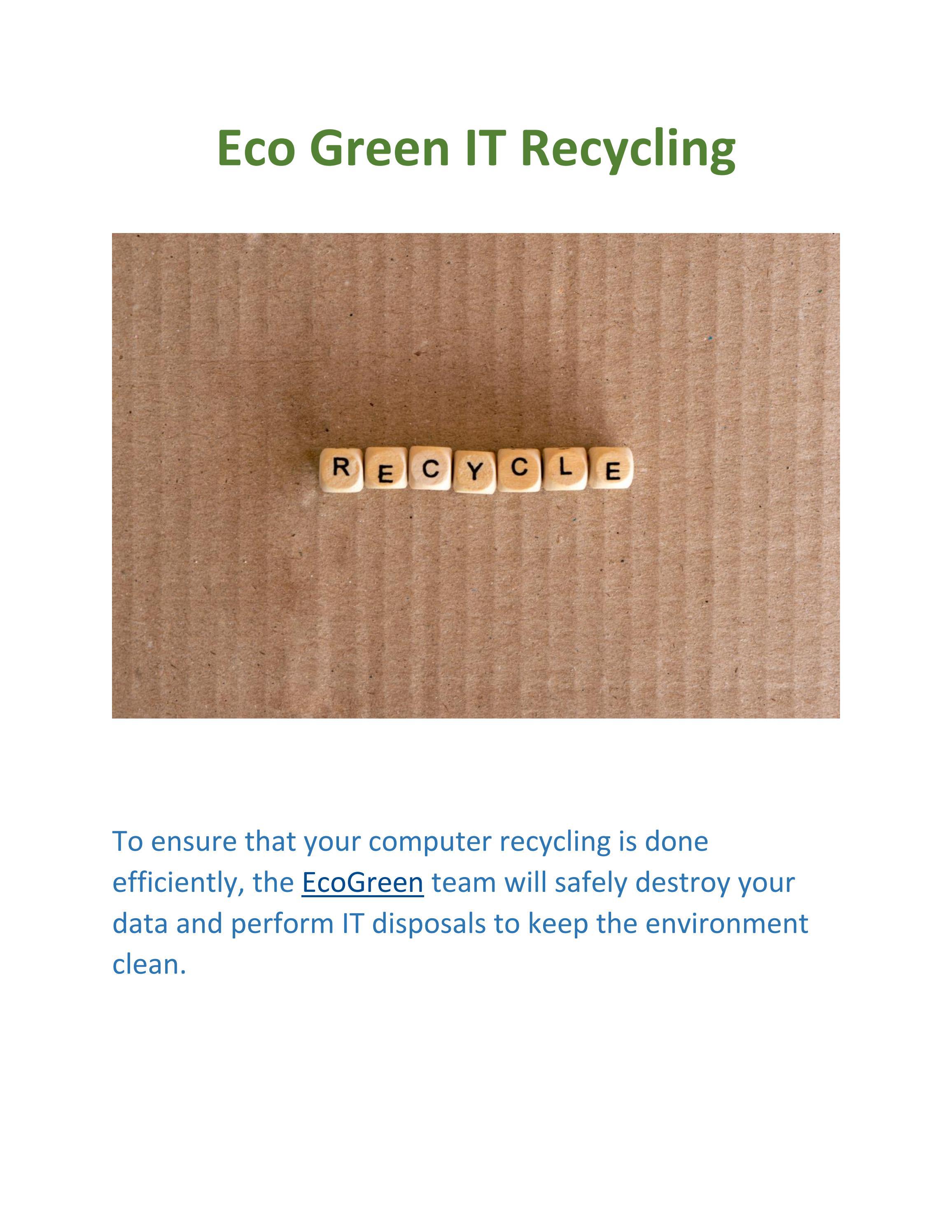Eco Green IT Recycling in Nottingham by Ecogreen IT Recycling Issuu