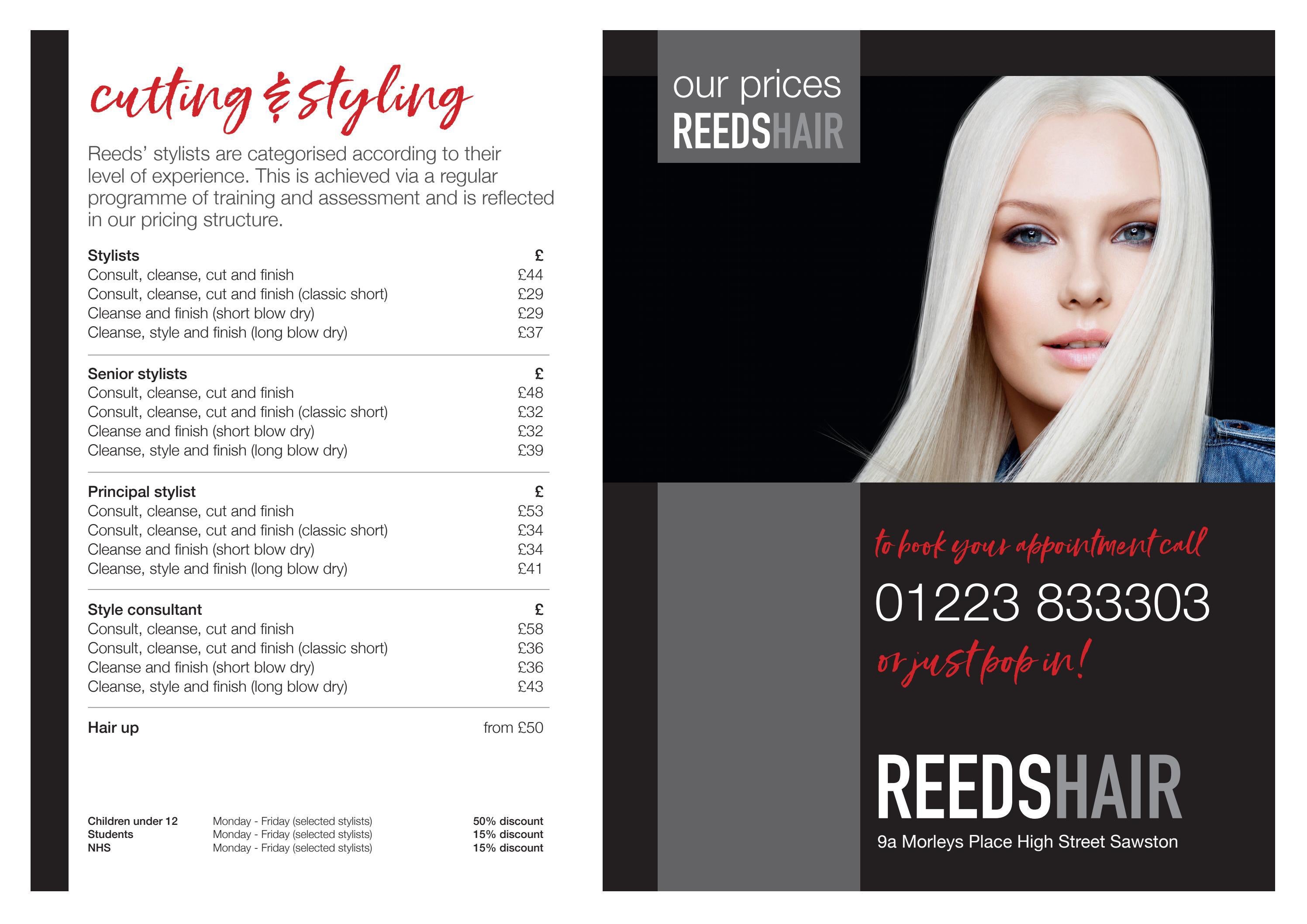 PRICE LIST FOR REEDS HAIR SALON SAWSTON by Philip Evans Issuu