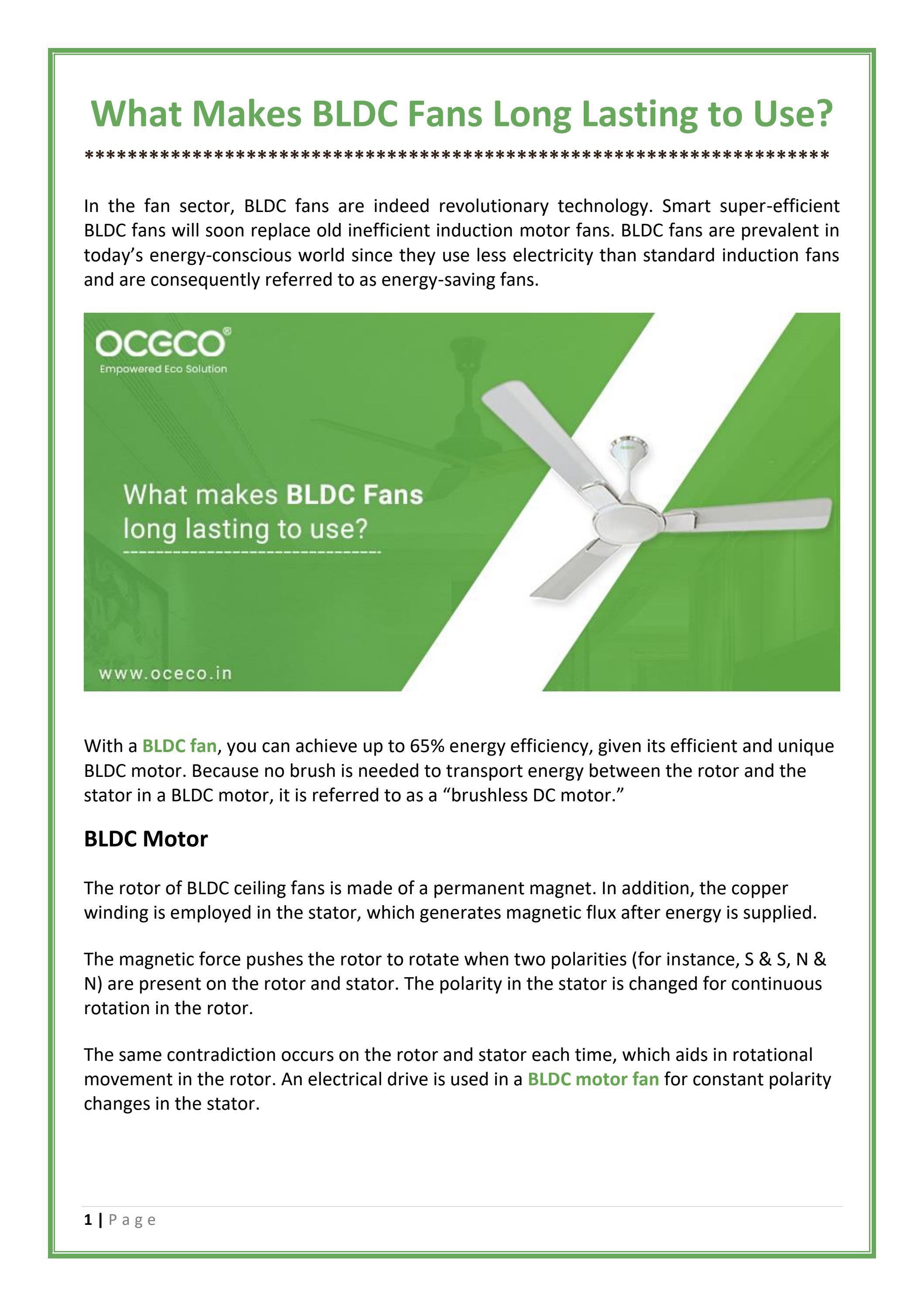 What Makes BLDC Fans Long Lasting to Use? by Oceco Fans Issuu