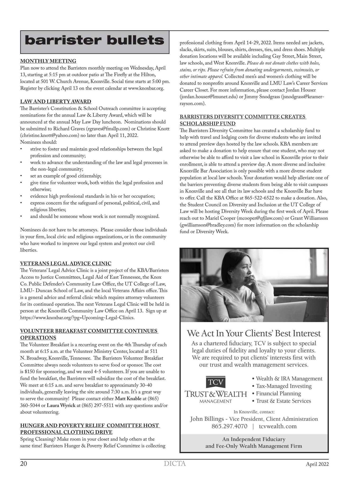 DICTA. April 2022 by Knoxville Bar Association - Issuu