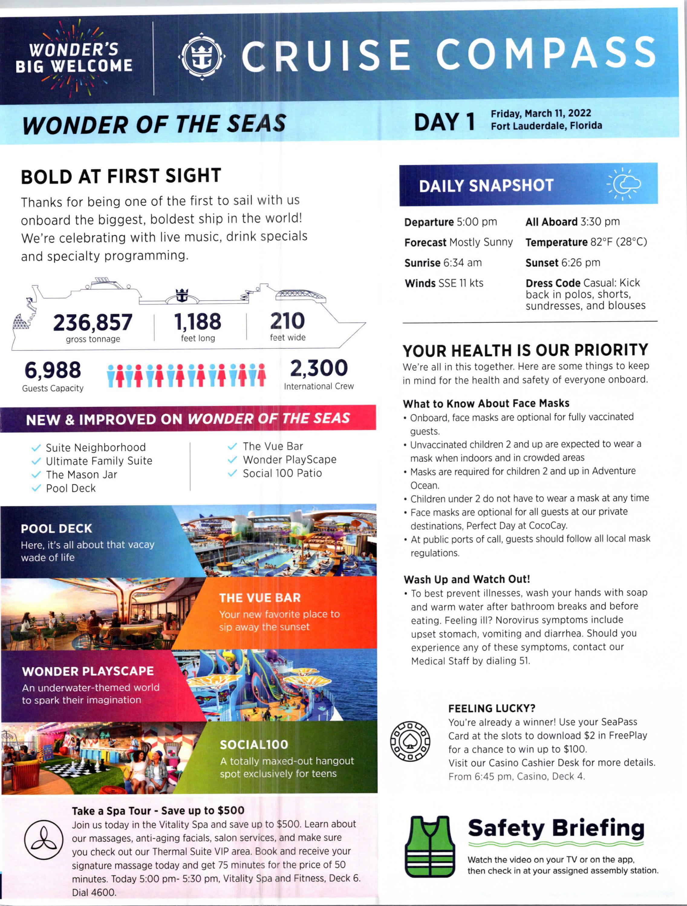 Wonder of the Seas 7night Western Caribbean Cruise Compass March 11