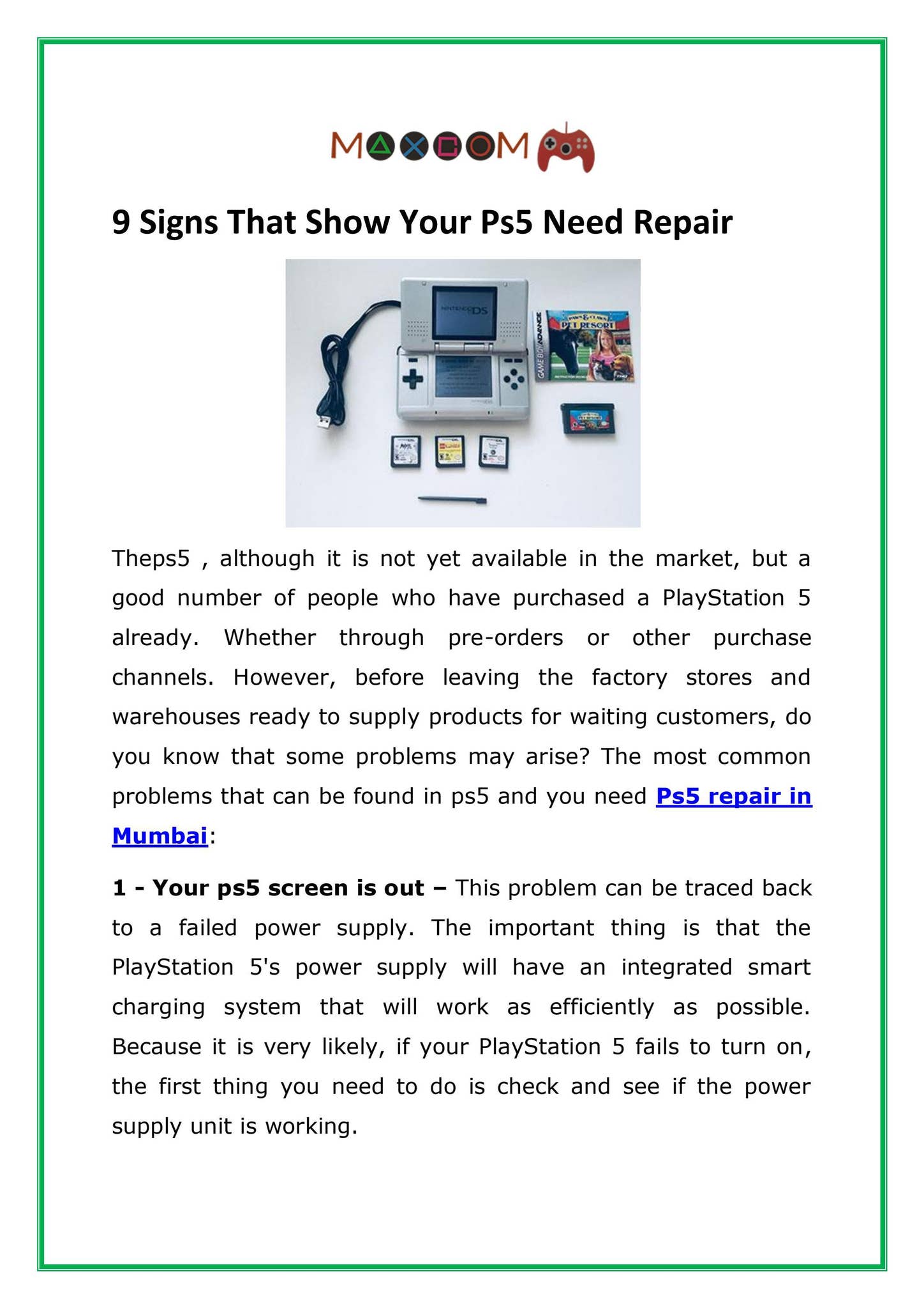 9 Signs That Show Your Ps5 Need Repair by Maxcom Service Centre - Issuu