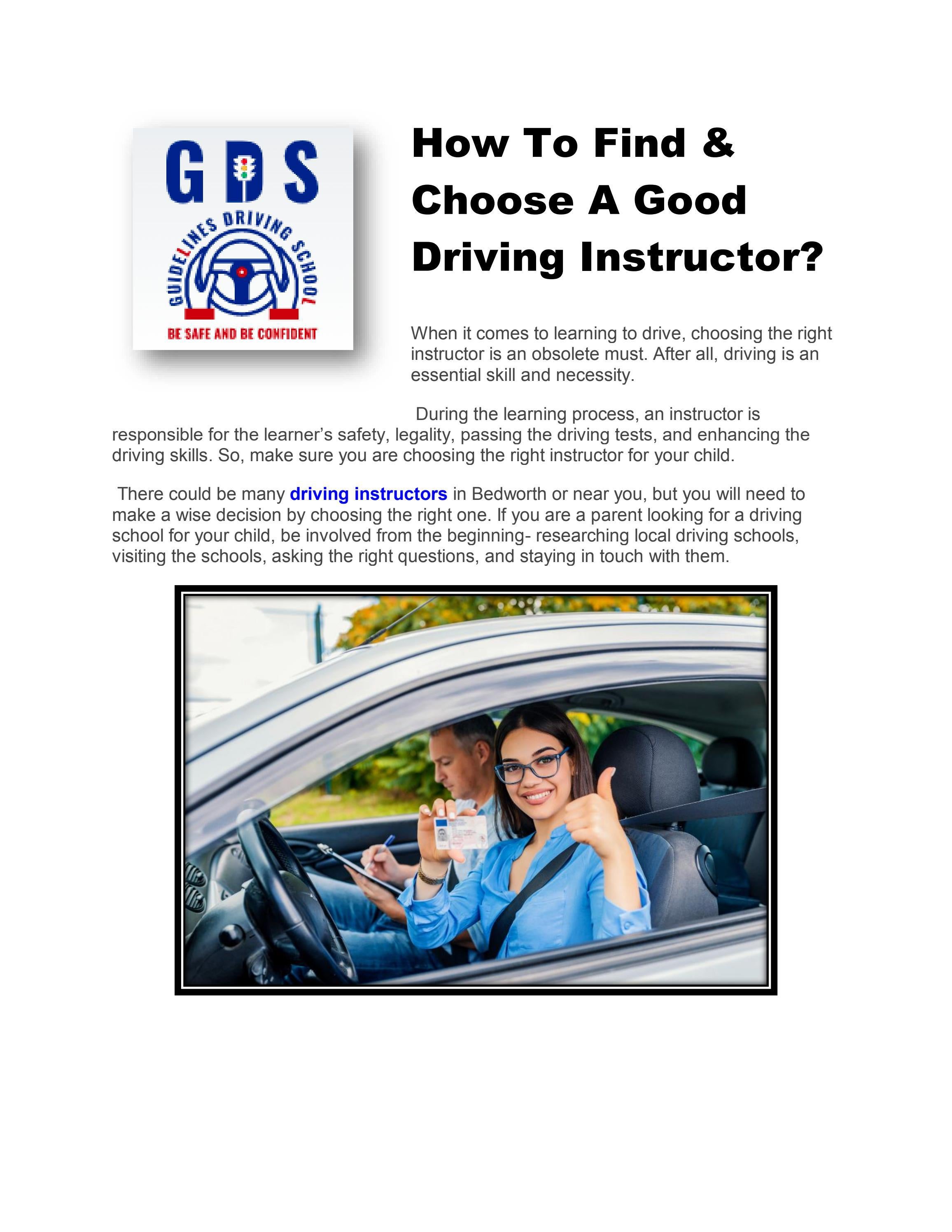 How To Find & Choose A Good Driving Instructor? by Guidlines Driving Issuu