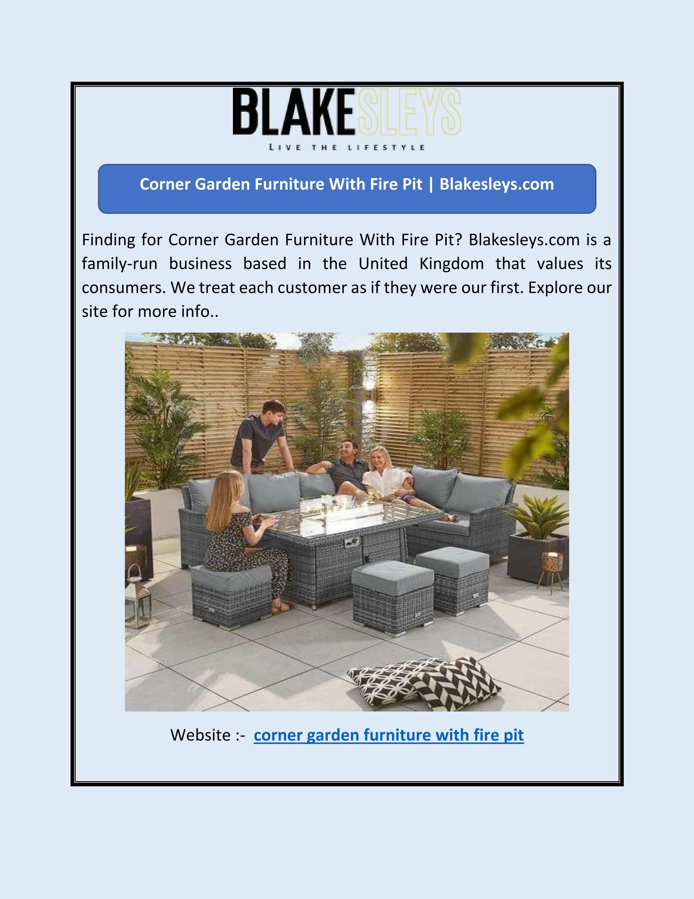 Corner Garden Furniture With Fire Pit by blakesleys