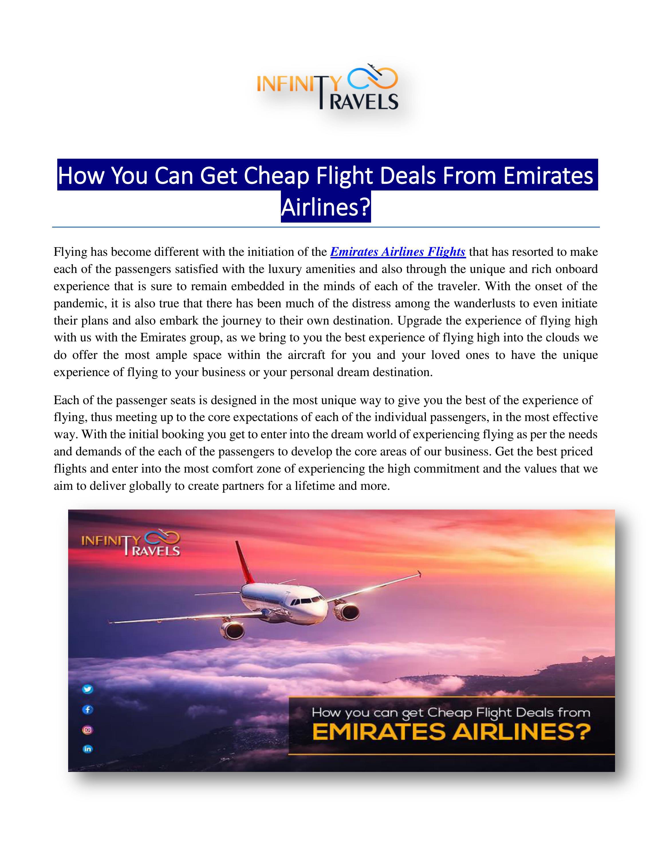 How You Can Get Cheap Flight Deals From Emirates Airlines? by Infinity