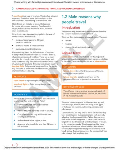 Cambridge IGCSE/O Level Travel & Tourism Final Sample by Cambridge ...