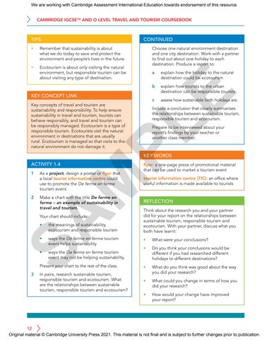 Cambridge IGCSE/O Level Travel & Tourism Final Sample by Cambridge ...
