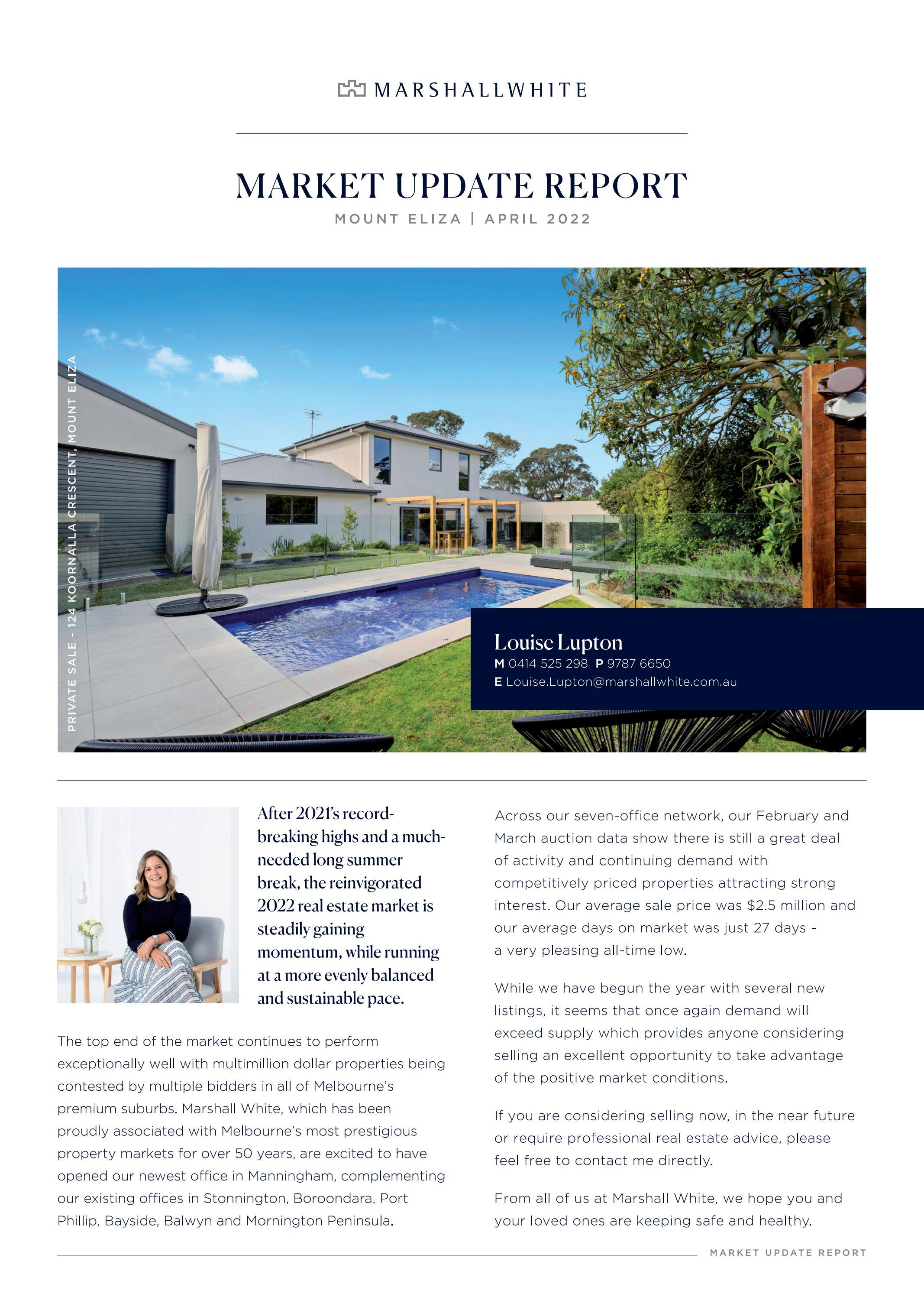 Property Market Update Report Louise Lupton, Mornington Penisula