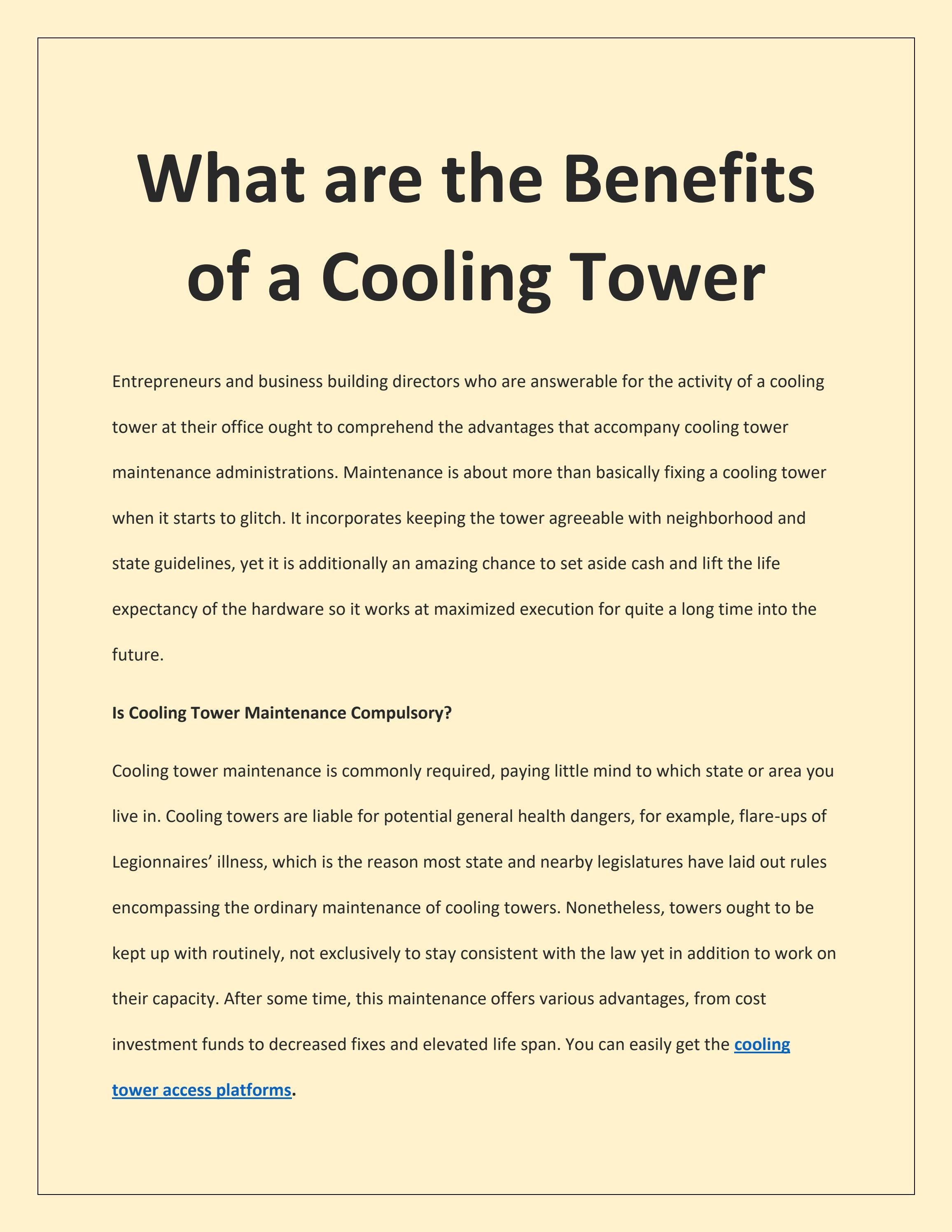 What are the Benefits of a Cooling Tower by braydenmarco Issuu
