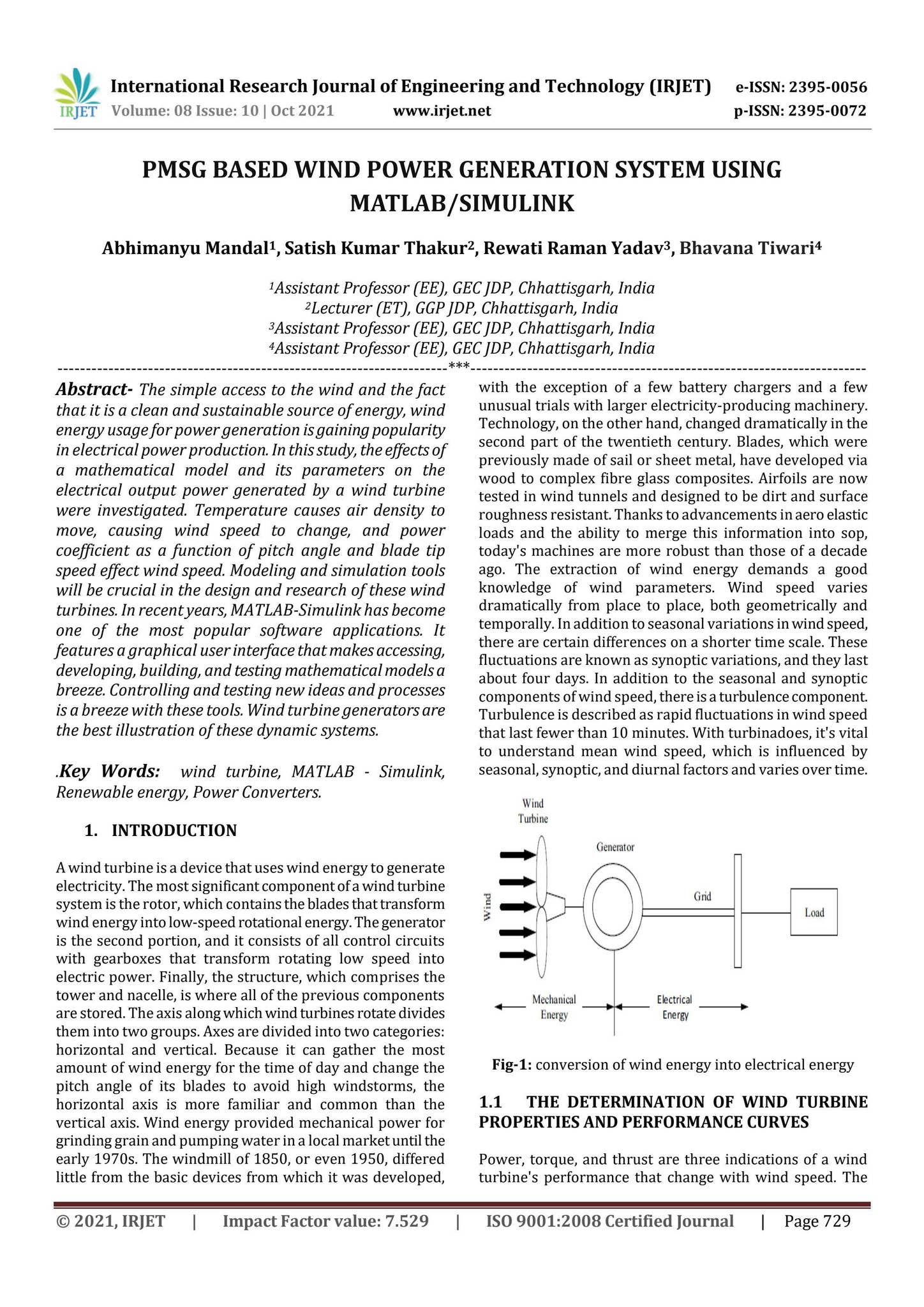 IRJET- PMSG based Wind Power Generation System using MatLAB/Simulink by ...