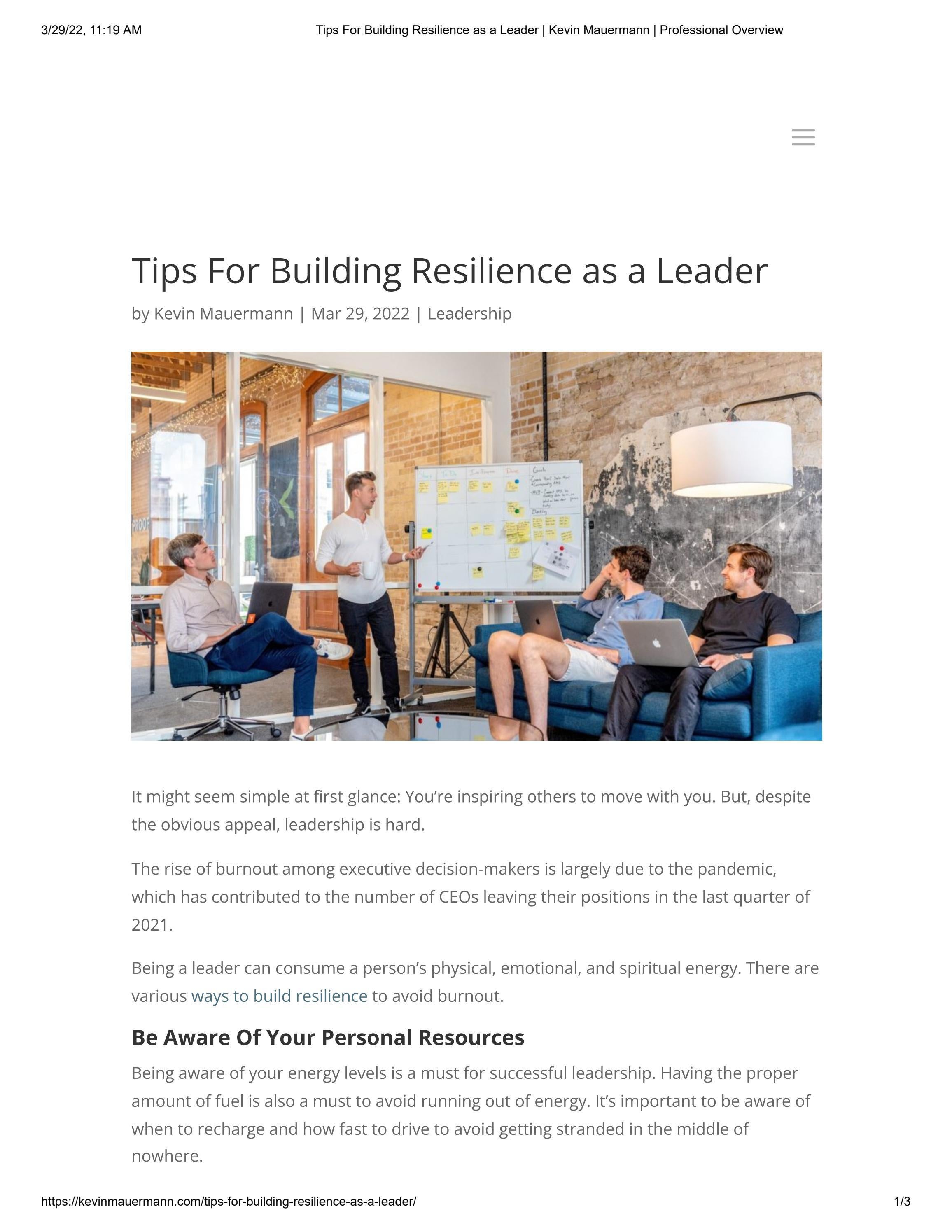 Tips For Building Resilience As A Leader by Kevin Mauermann - Issuu