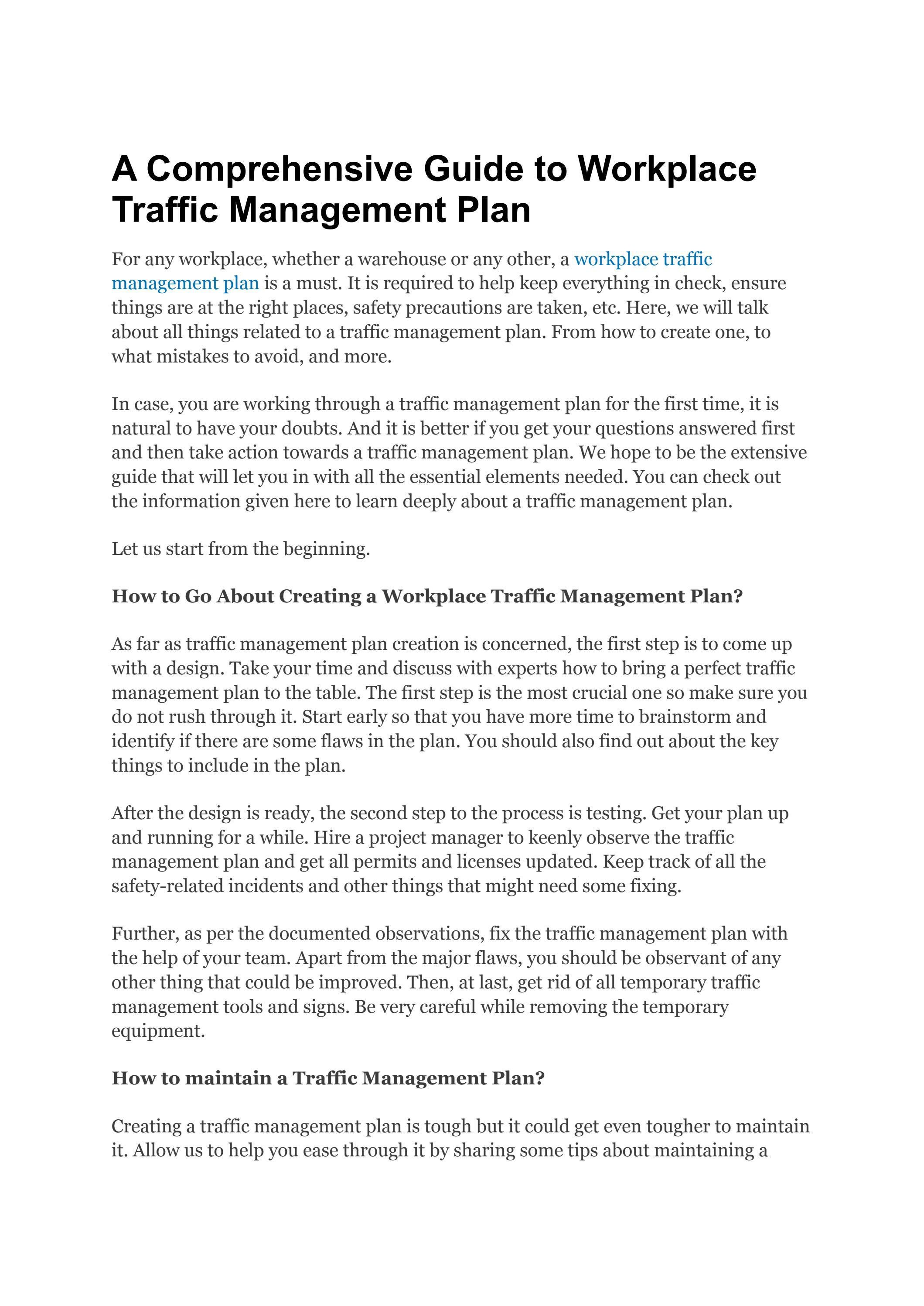 Traffic Management Plan - Kenex Stencils by Kenex Stencils - Issuu
