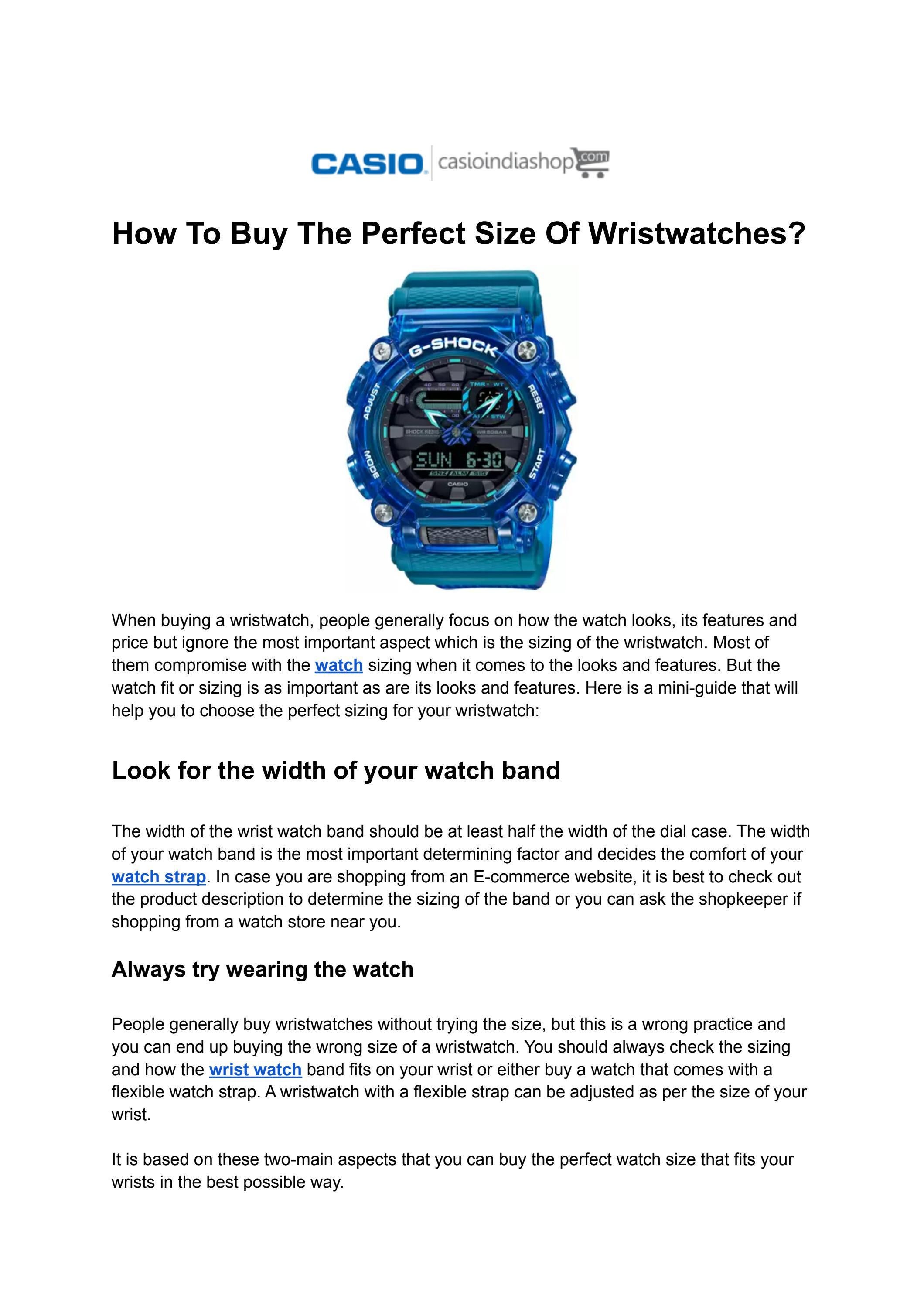 How To Buy The Perfect Size Of Wristwatches by Casio India Shop Issuu