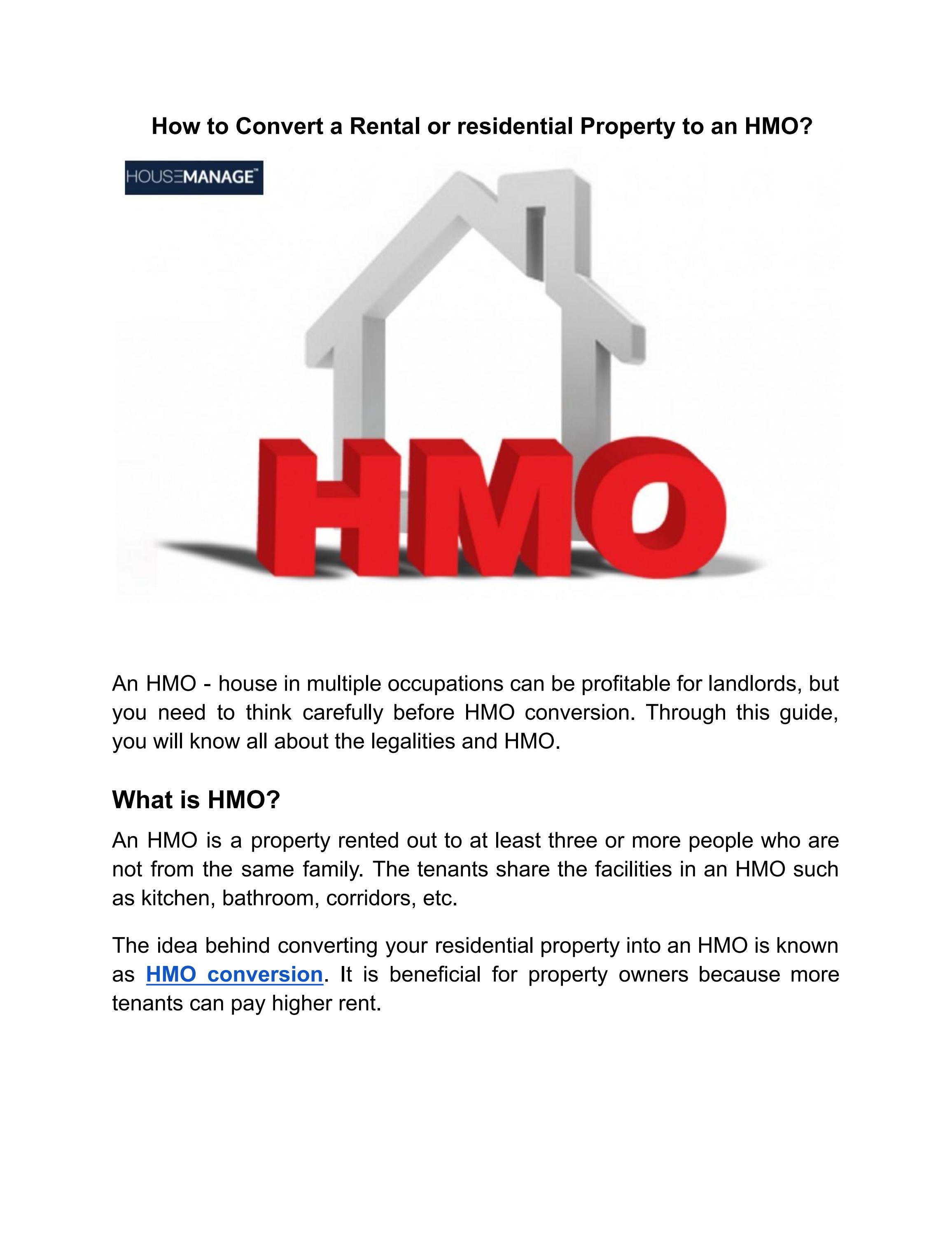 How to Convert a Rental or residential Property to an HMO? by House