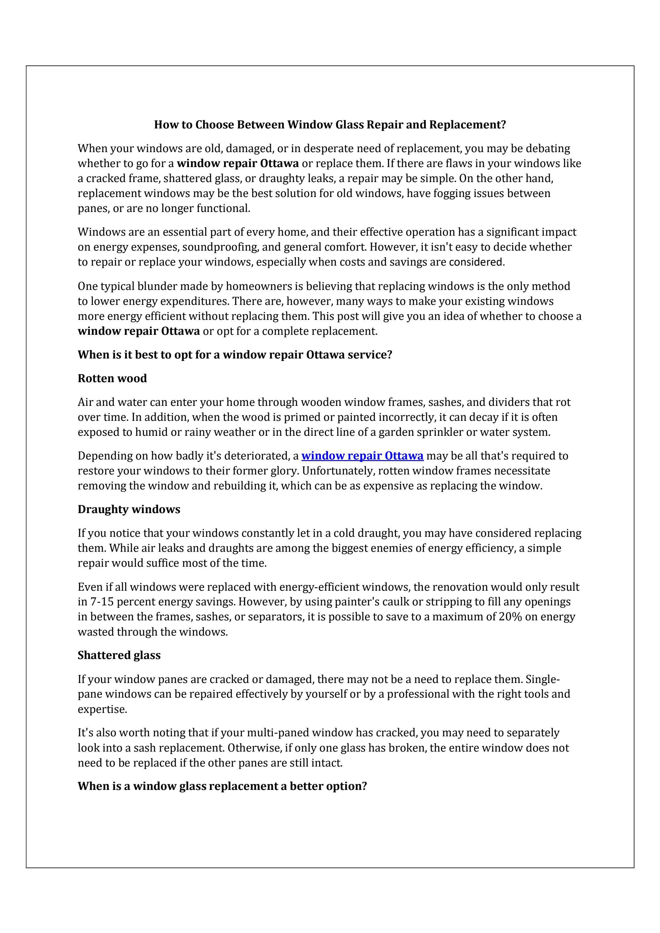 How to Choose Between Window Glass Repair and Replacement? by Window