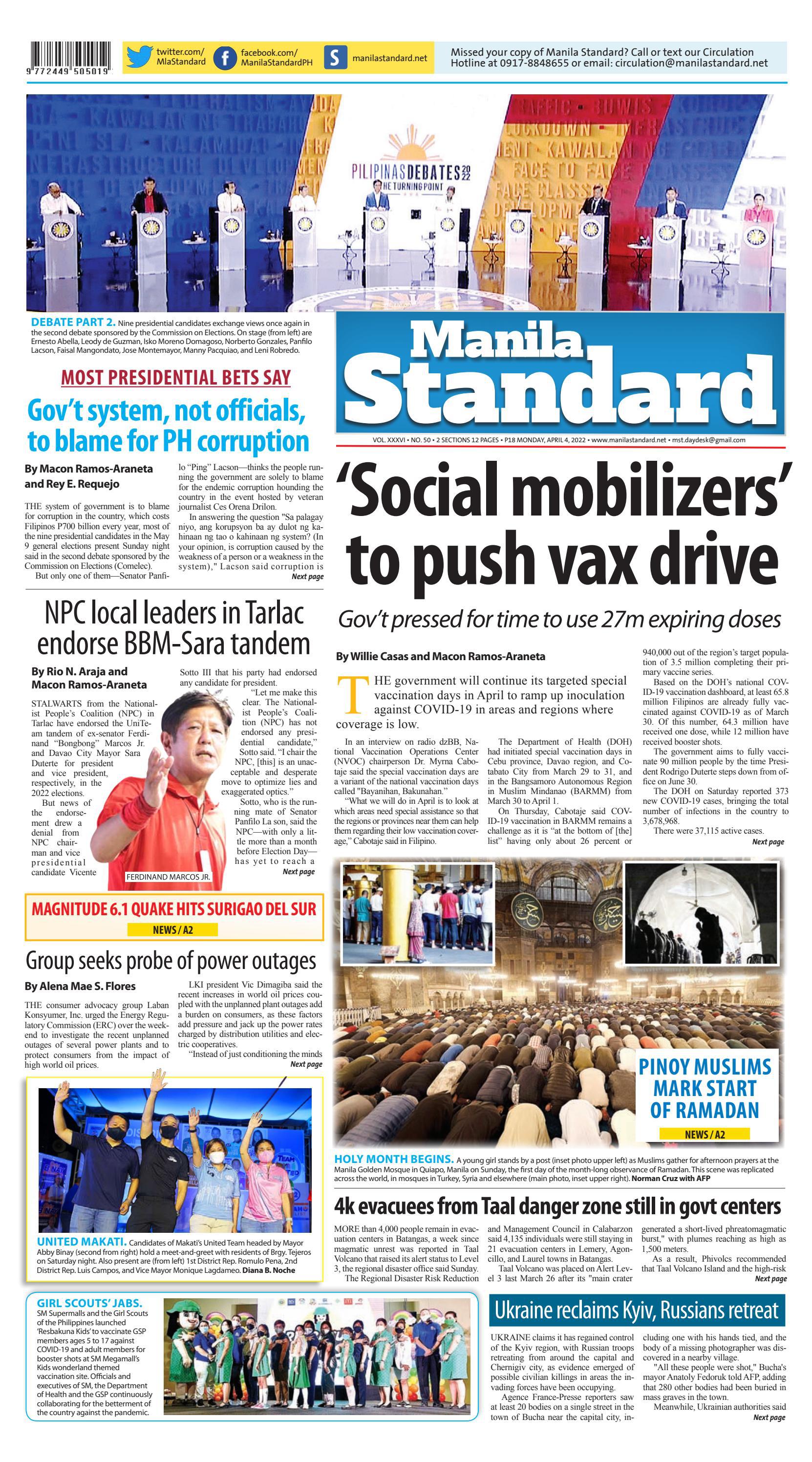 Manila Standard - 2022 April 4 image