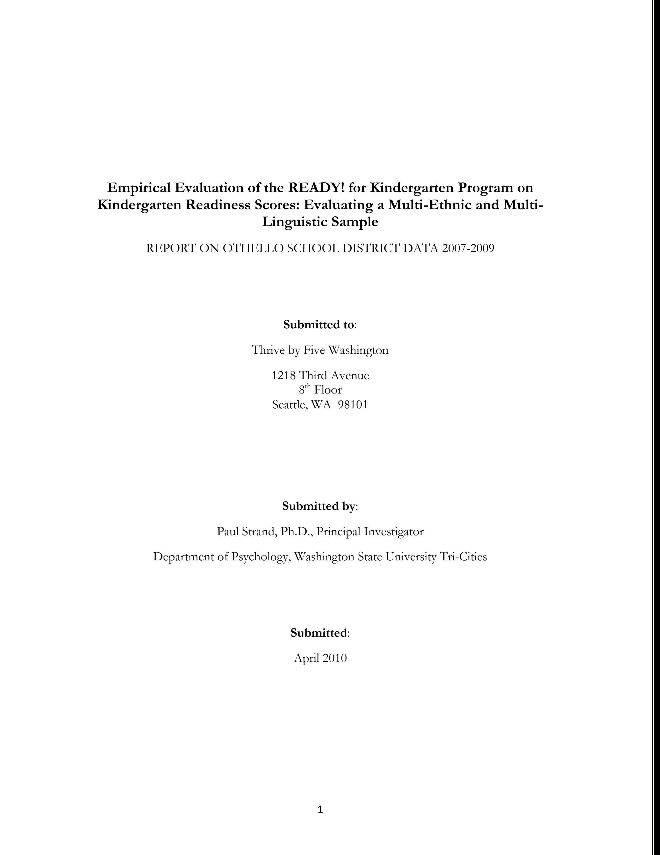 Othello, WA School District Complete Study by