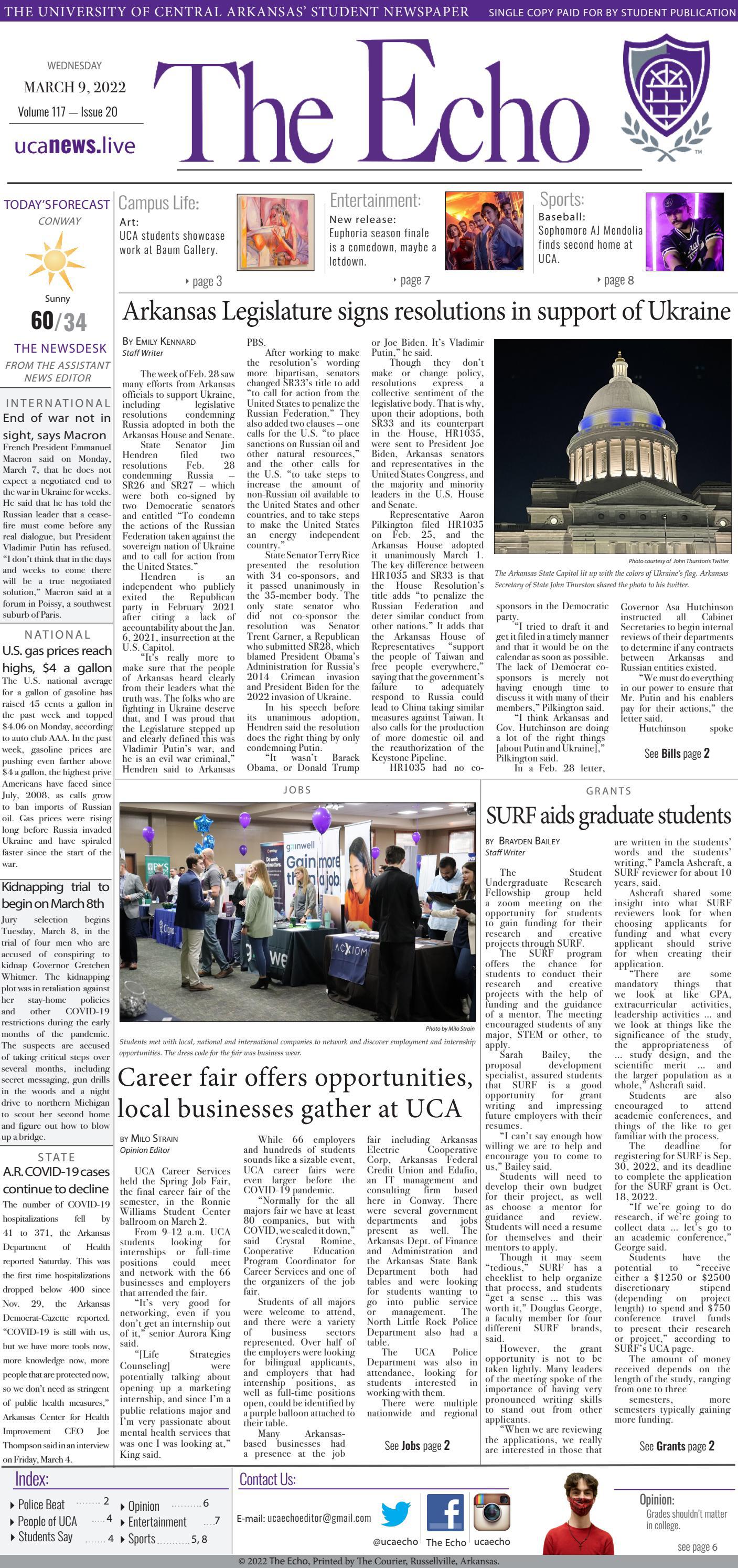 Issue 20, Volume 117--March 9, 2022 by The Echo at UCA - Issuu