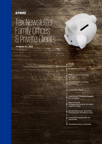 Tax Newsletter Family Offices & Private Clients - Ausgabe 01/2022