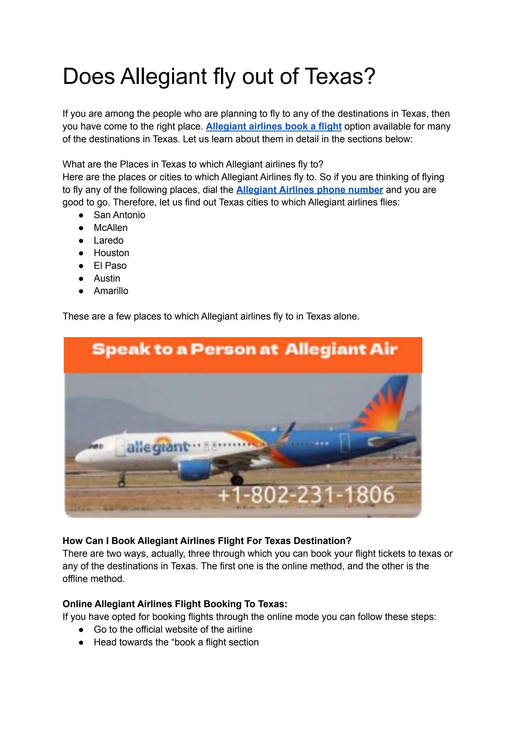 Does Allegiant fly out of Texas? by usaflighttravel Issuu