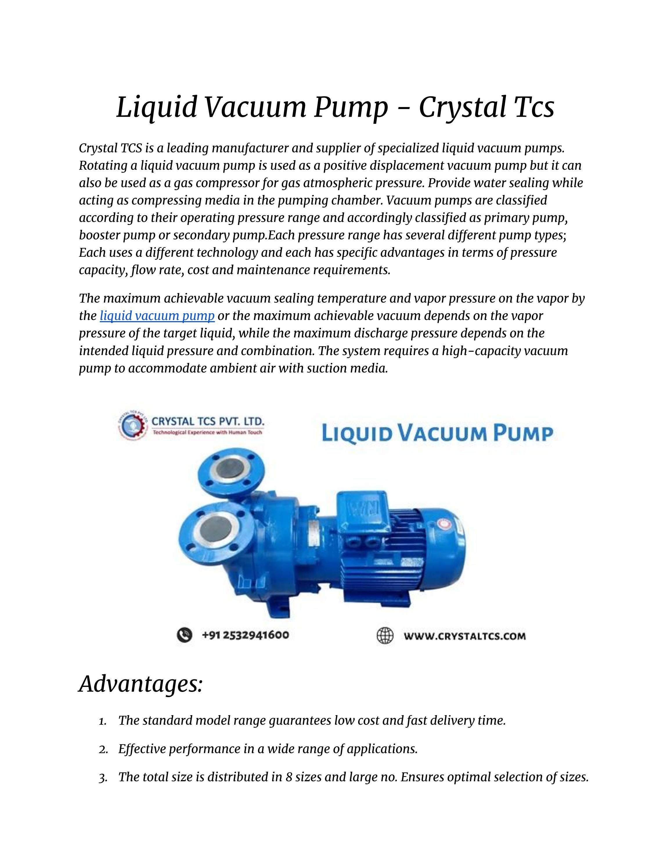 Liquid Vacuum Pump Crystal Tcs by crystaltcs Issuu