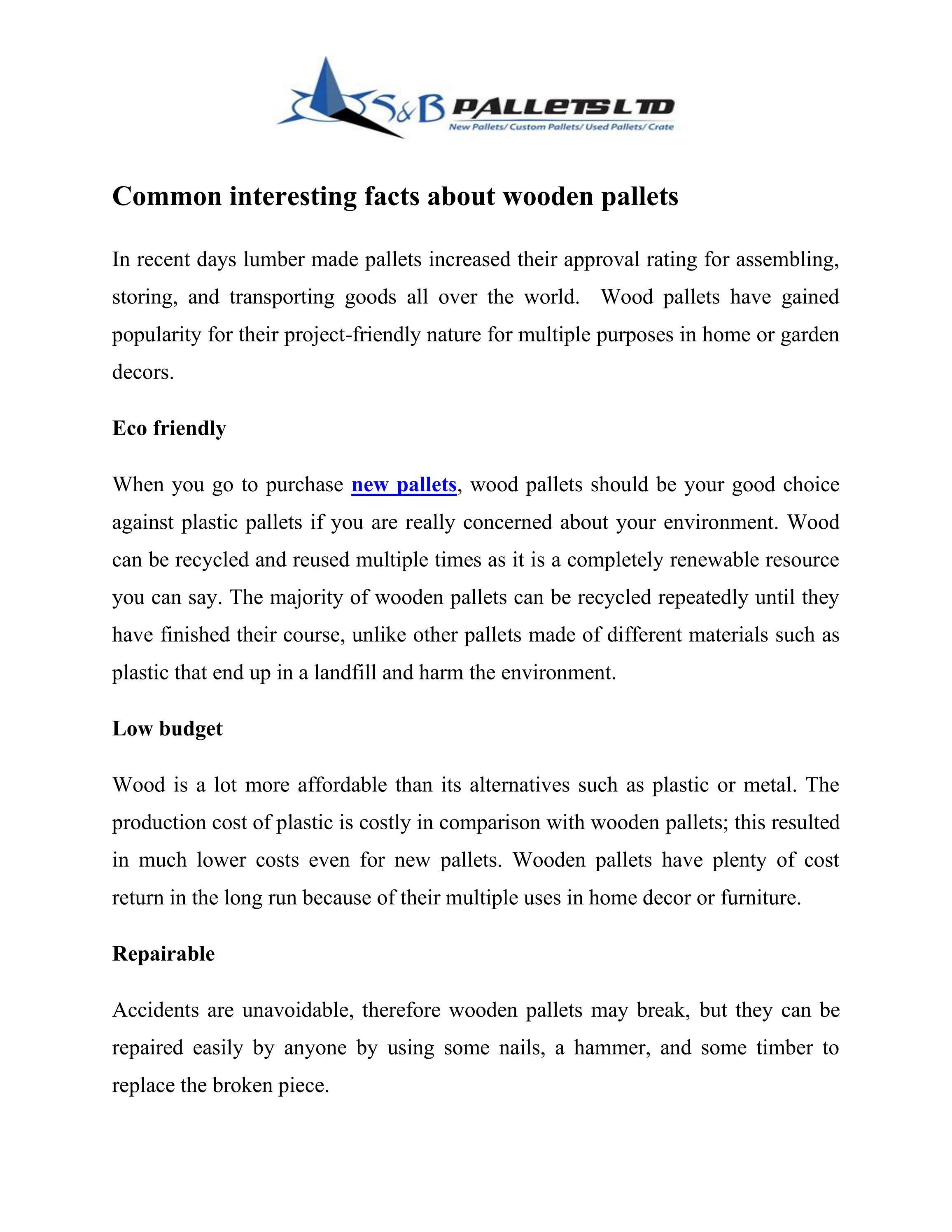 Common interesting facts about wooden pallets. by SandBPallets Issuu