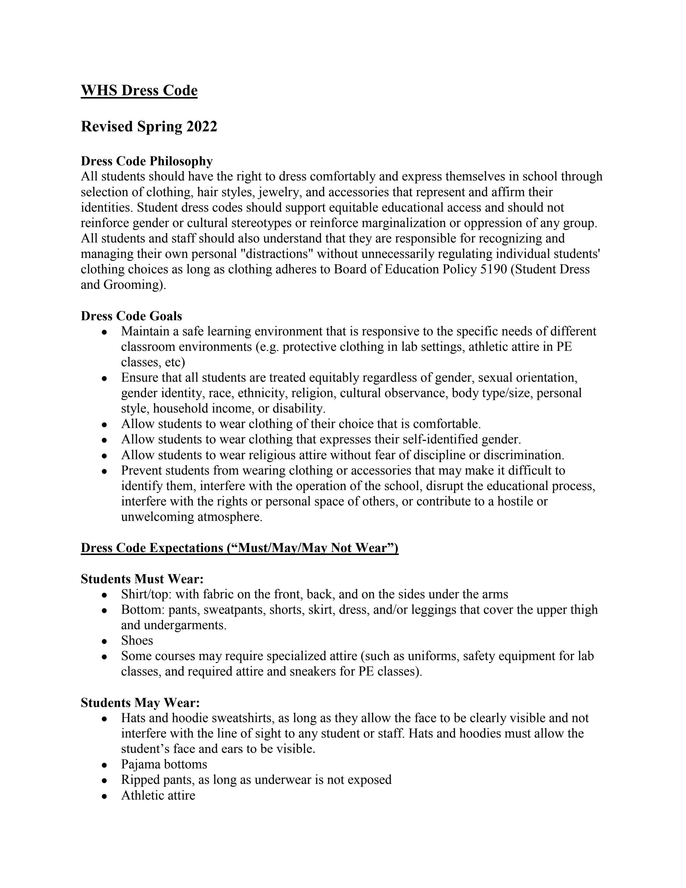 Waterford High School Dress Code Policy by Waterford Public Schools Issuu