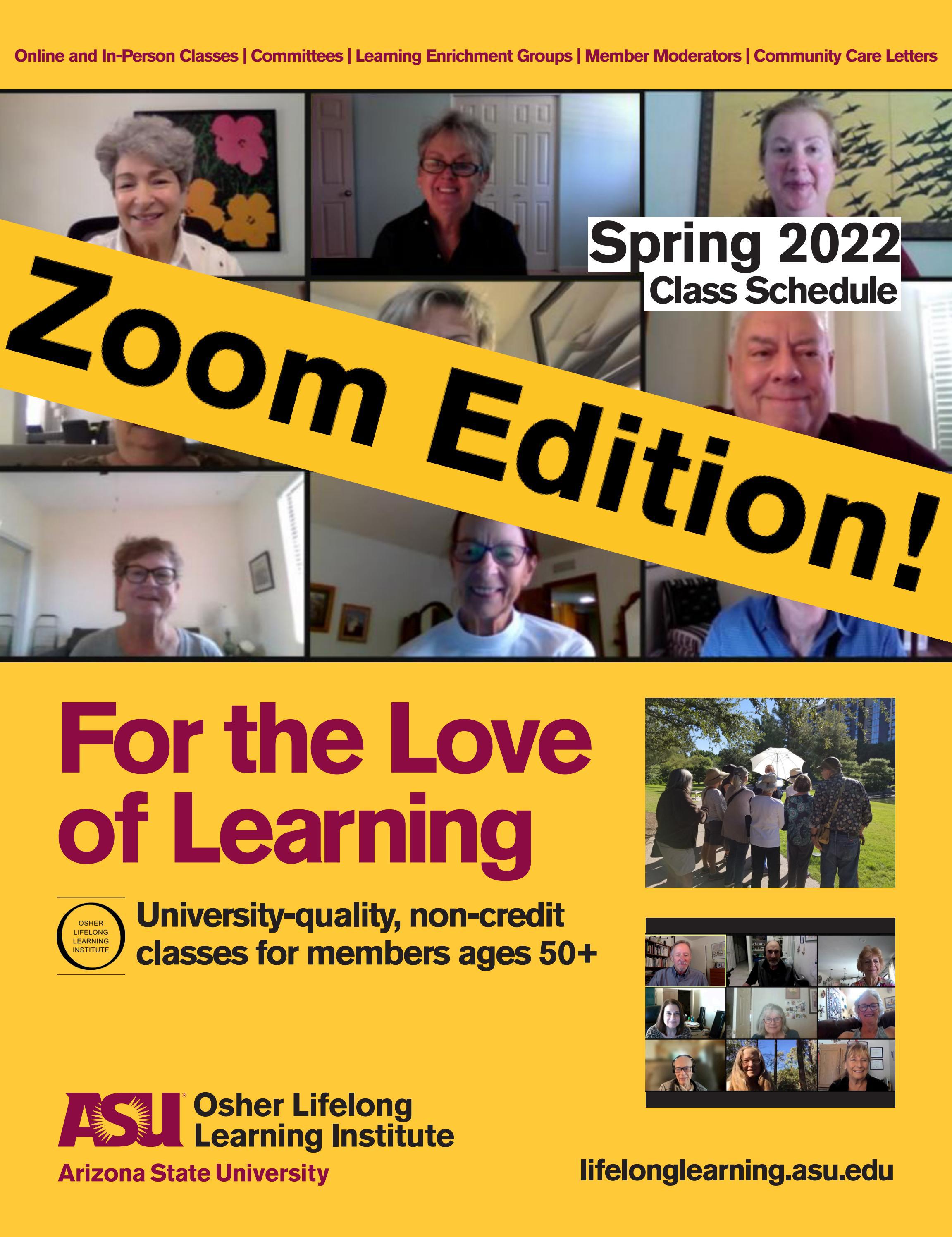 Spring 2022 Class Schedule Osher Lifelong Learning Institute At ASU 
