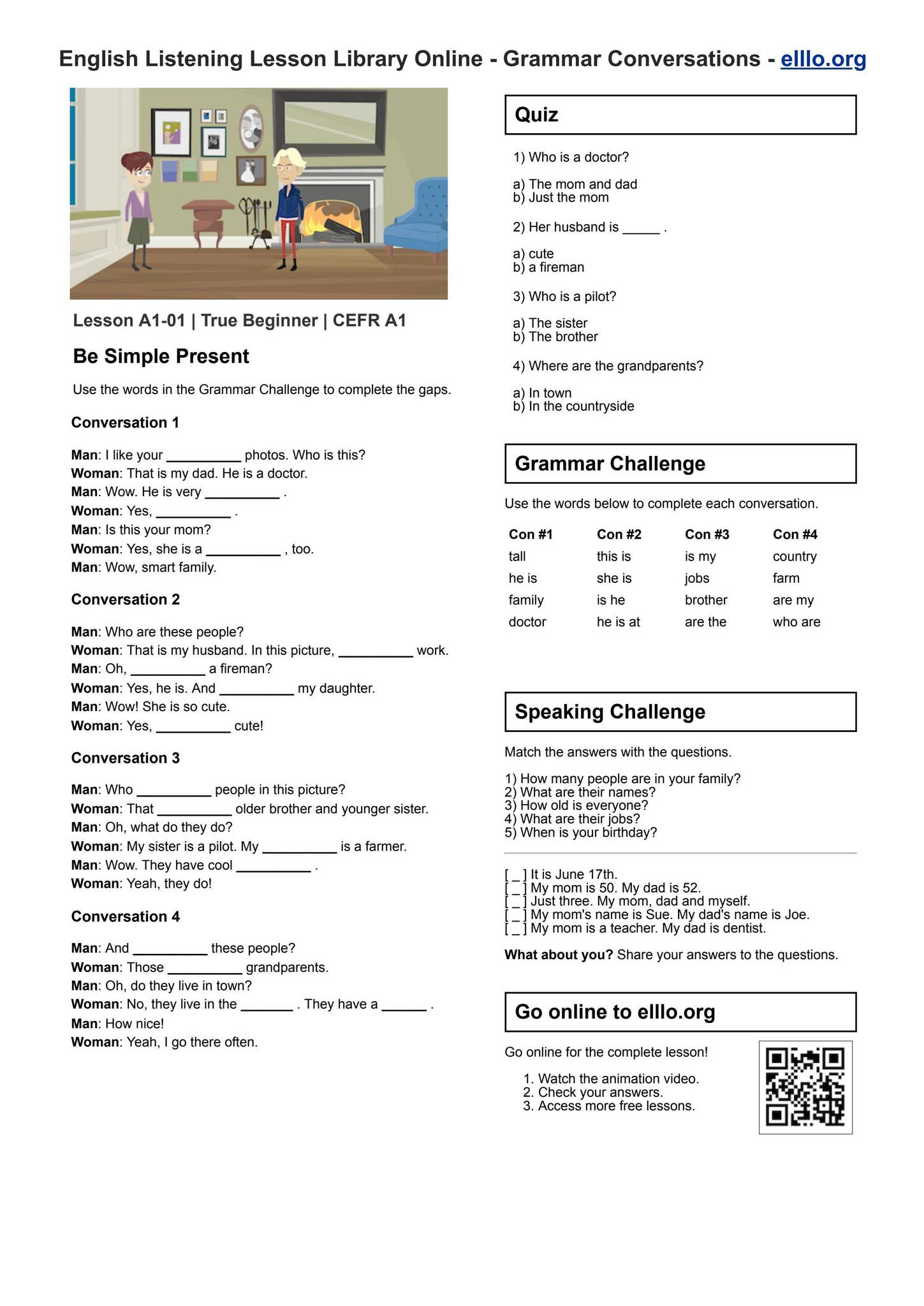 A1 Grammar Conversations Book by English Language Listening Lab Online ...