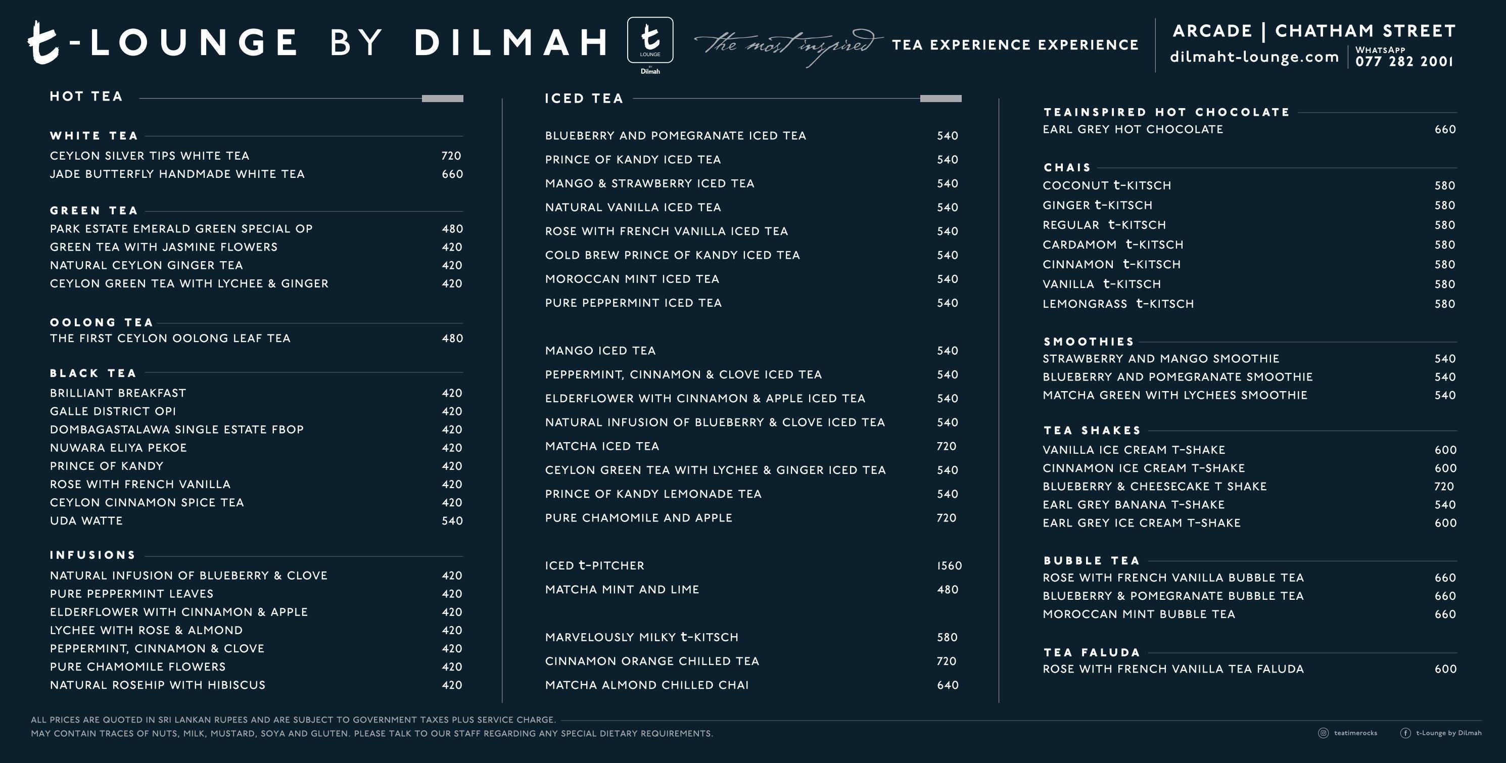 t-Lounge by Dilmah Beverage Menu by Dilmah - Issuu
