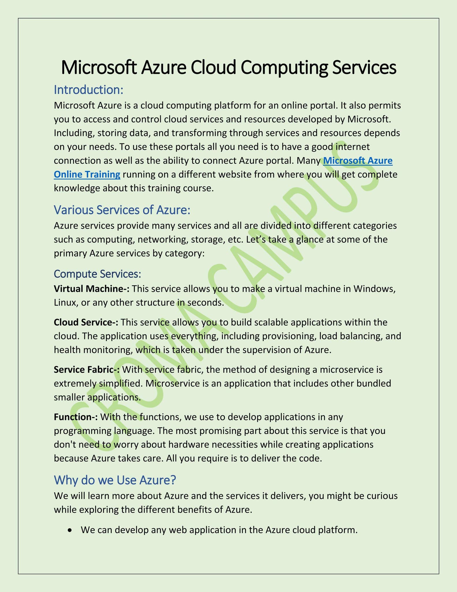Microsoft Azure Cloud Computing Services by cromacampuseducation - Issuu