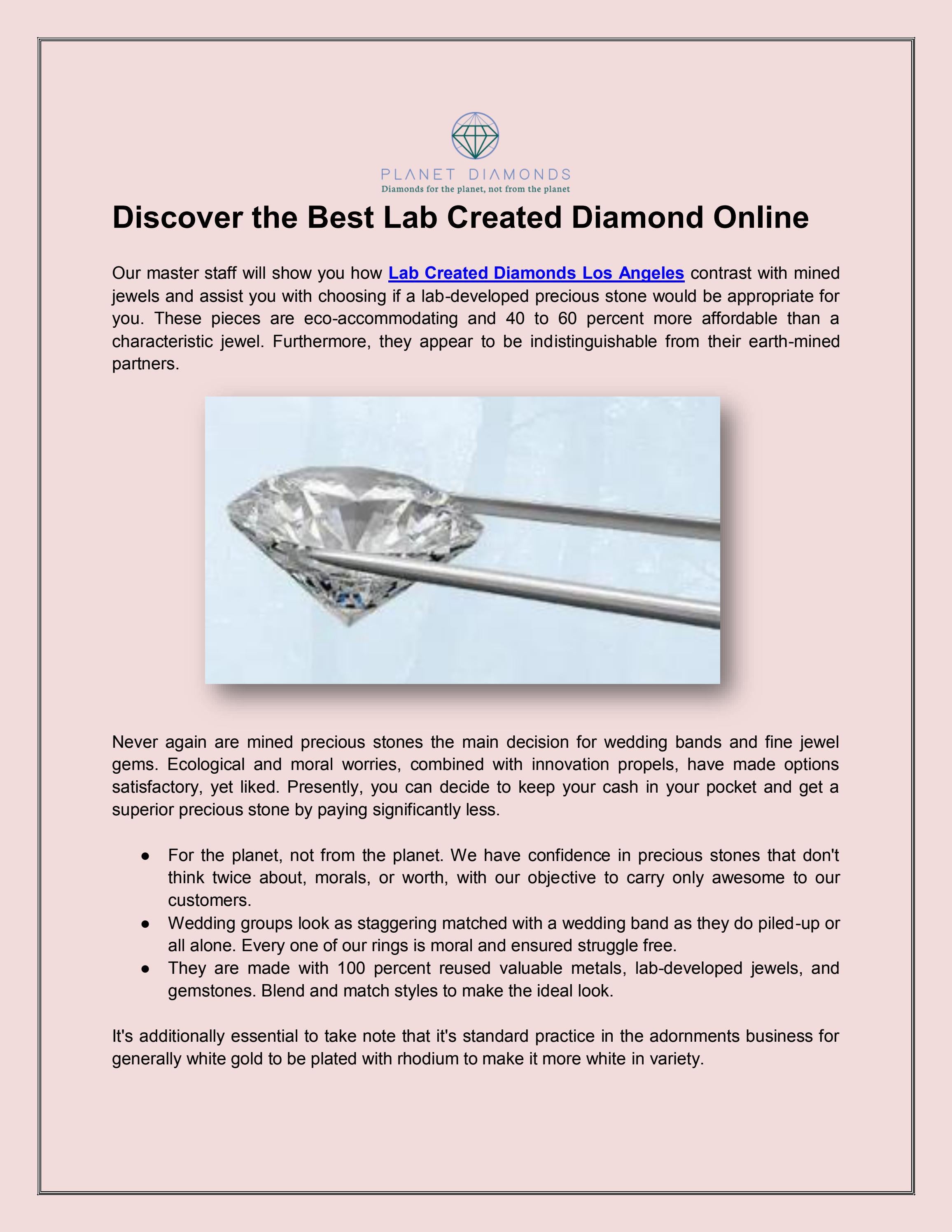Discover the Best Lab Created Diamond Online by Diamonds Issuu