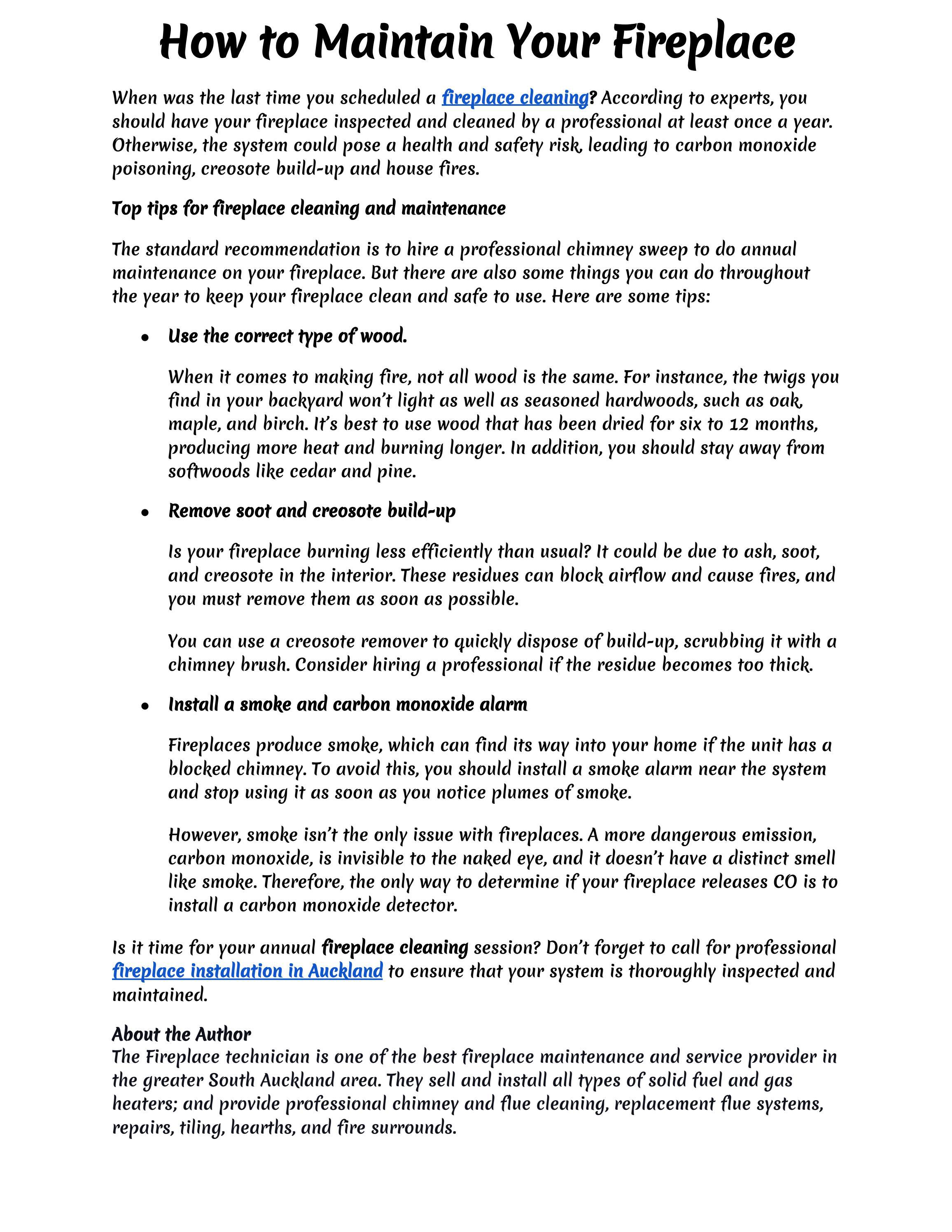 How to Maintain Your Fireplace by The Fireplace Technician Issuu