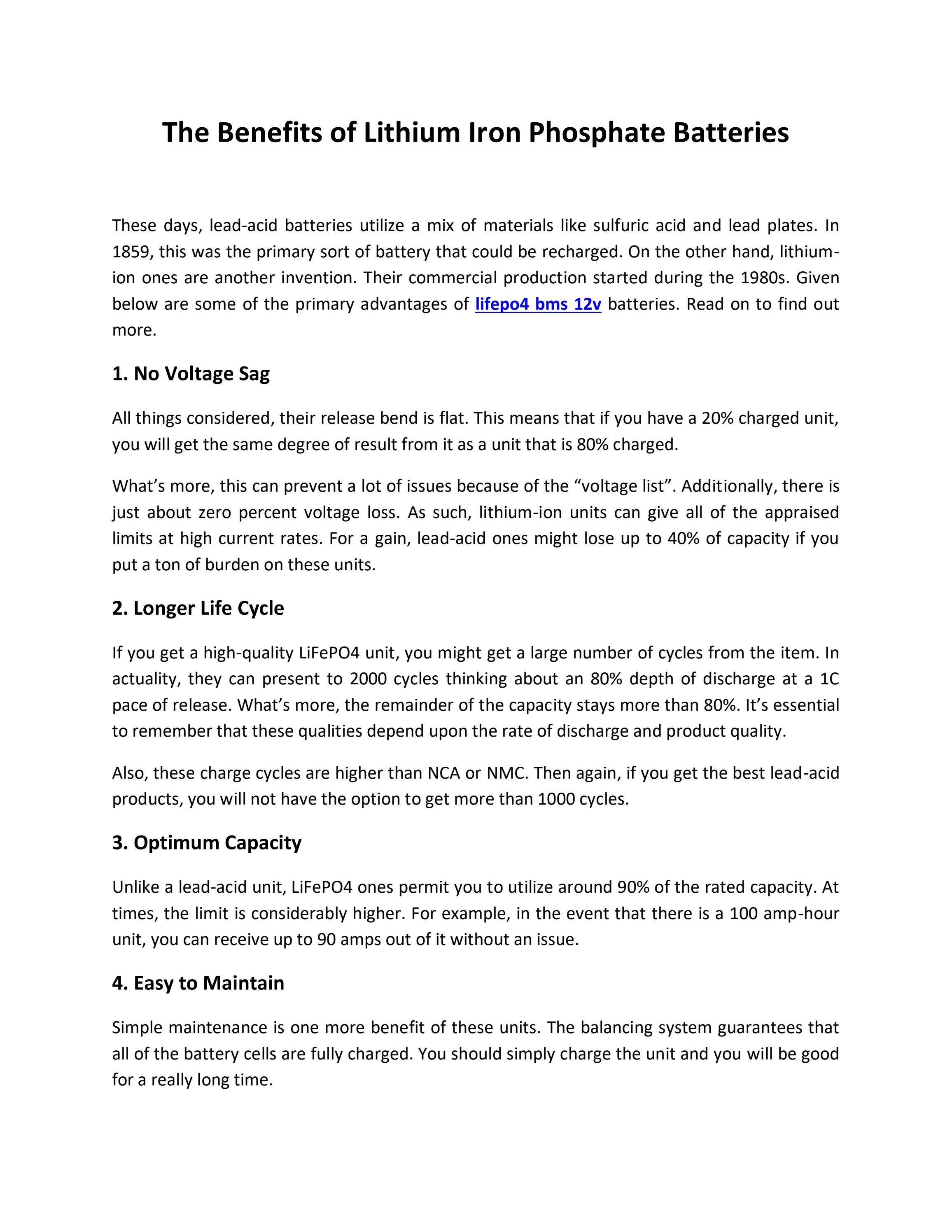 Benefits of Lithium Iron Phosphate Batteries (LiFePO4) by lifepo4oz - Issuu