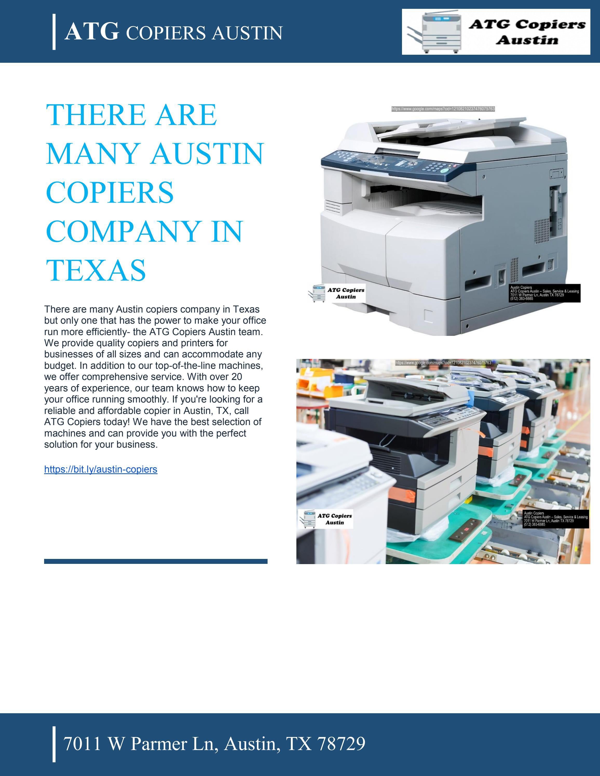 ATG COPIERS AUSTIN THERE ARE MANY AUSTIN COPIERS COMPANY IN TEXAS by