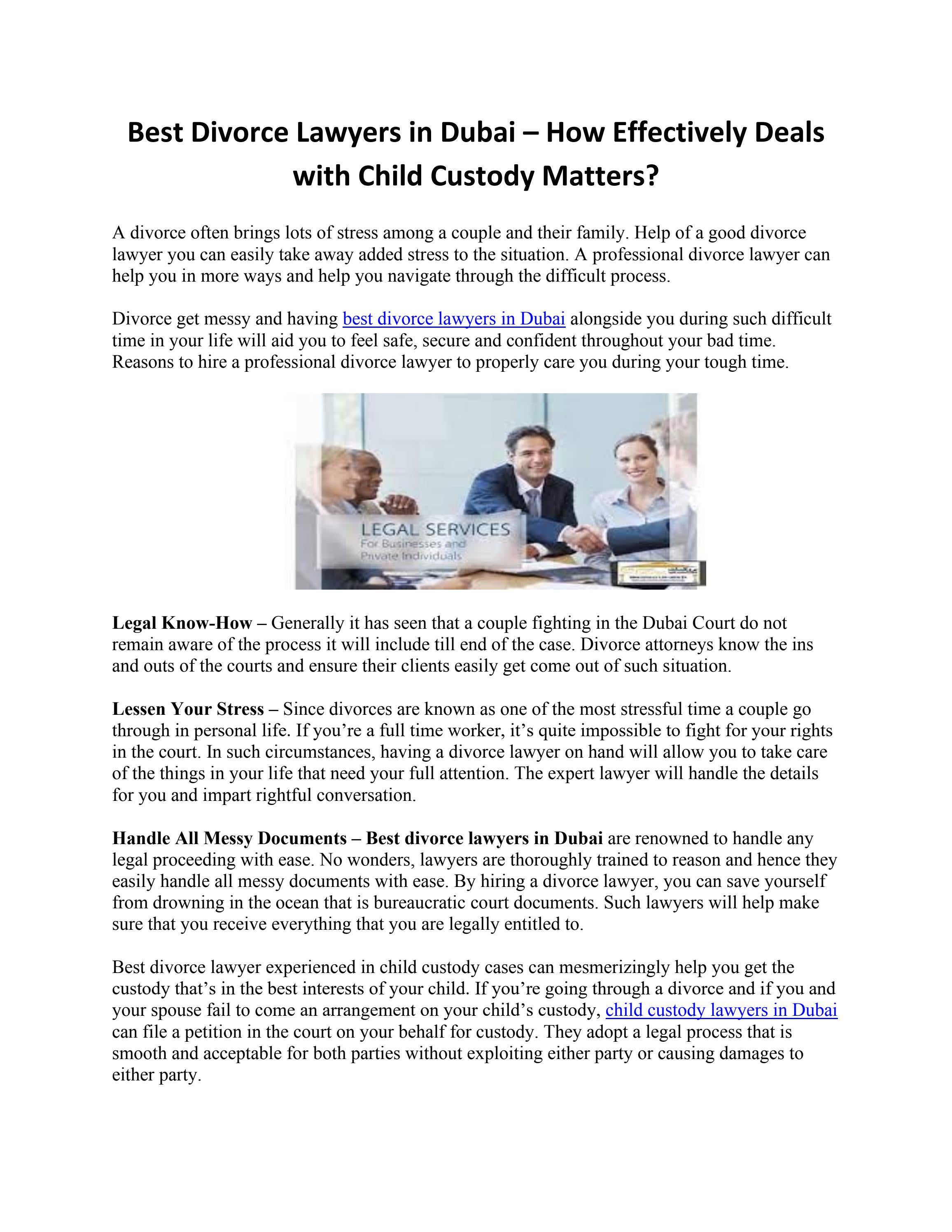 Best Divorce Lawyers in Dubai How Effectively Deals with Child