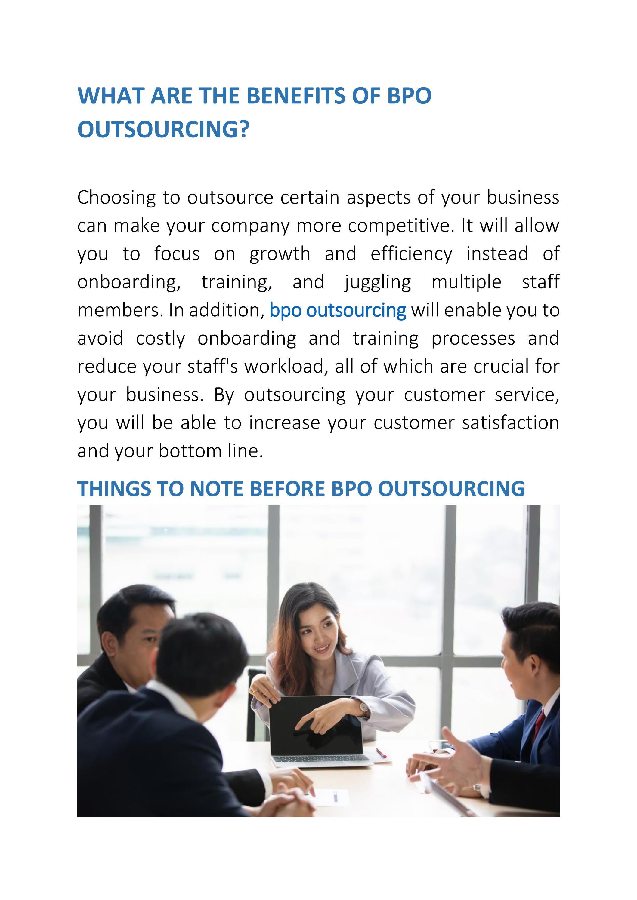 WHAT ARE THE BENEFITS OF BPO OUTSOURCING? by Business Process ...