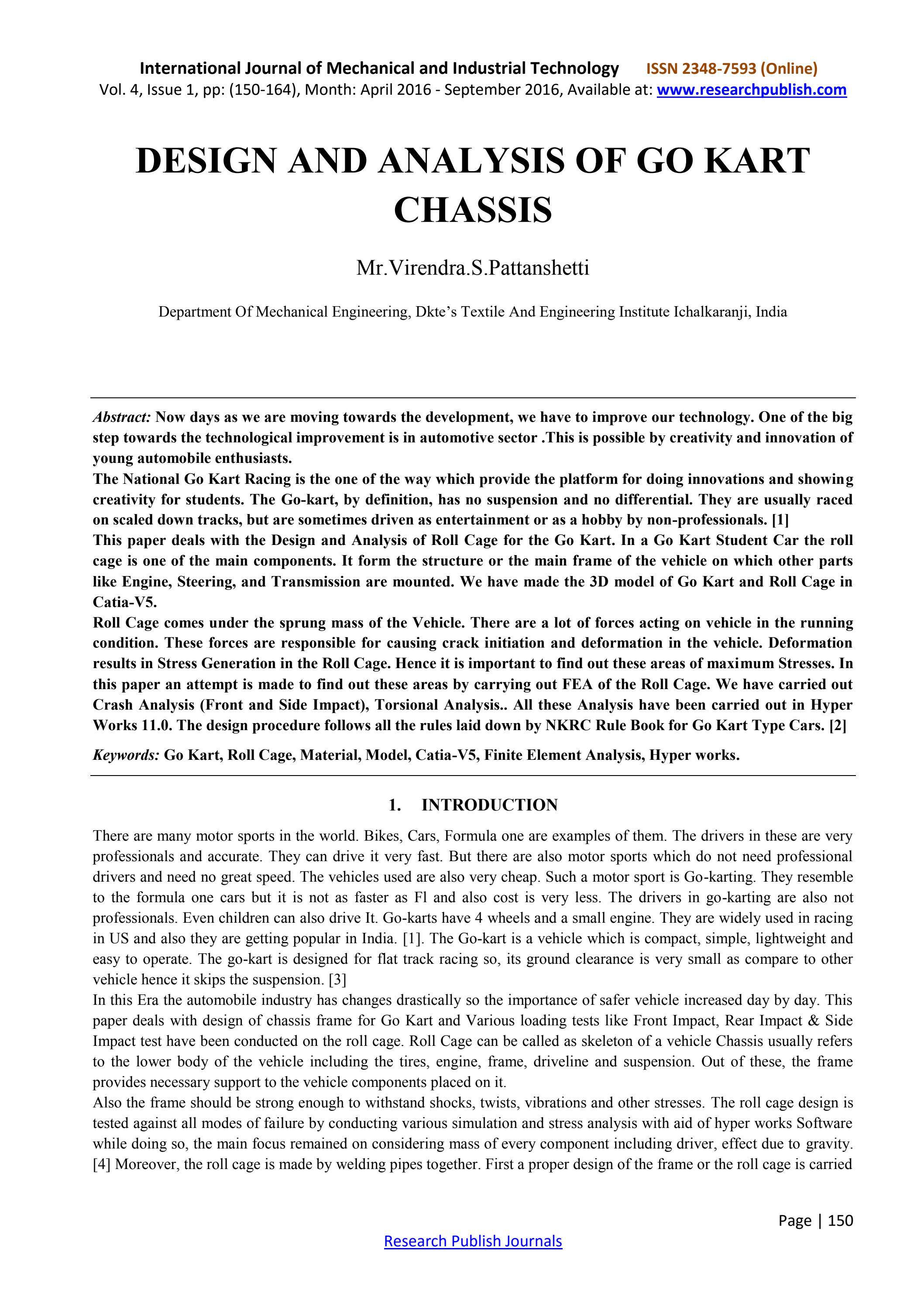 DESIGN AND ANALYSIS OF GO KART CHASSIS by Research Publish Journals - Issuu