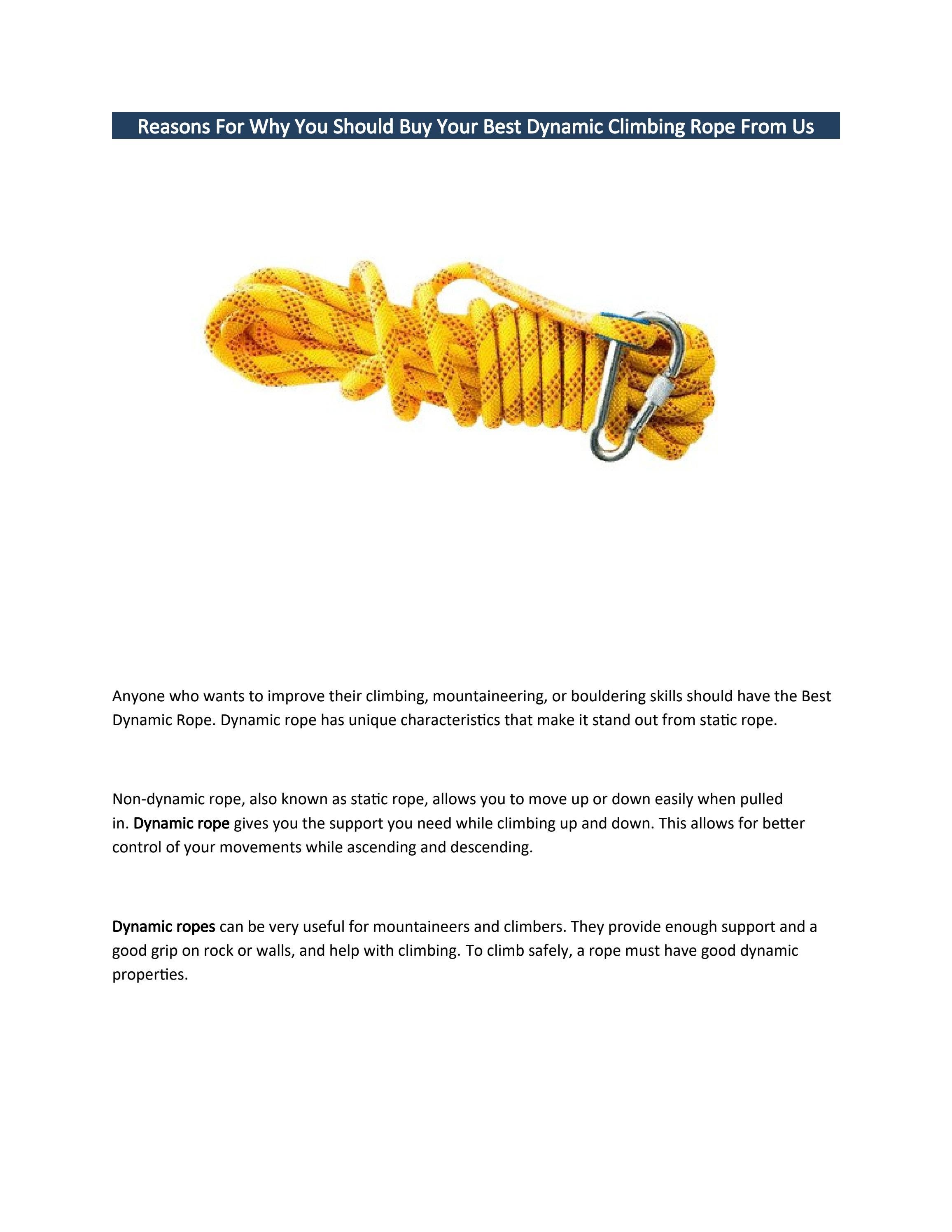 Get the Best Dynamic Climbing Rope by JP Fibres Issuu