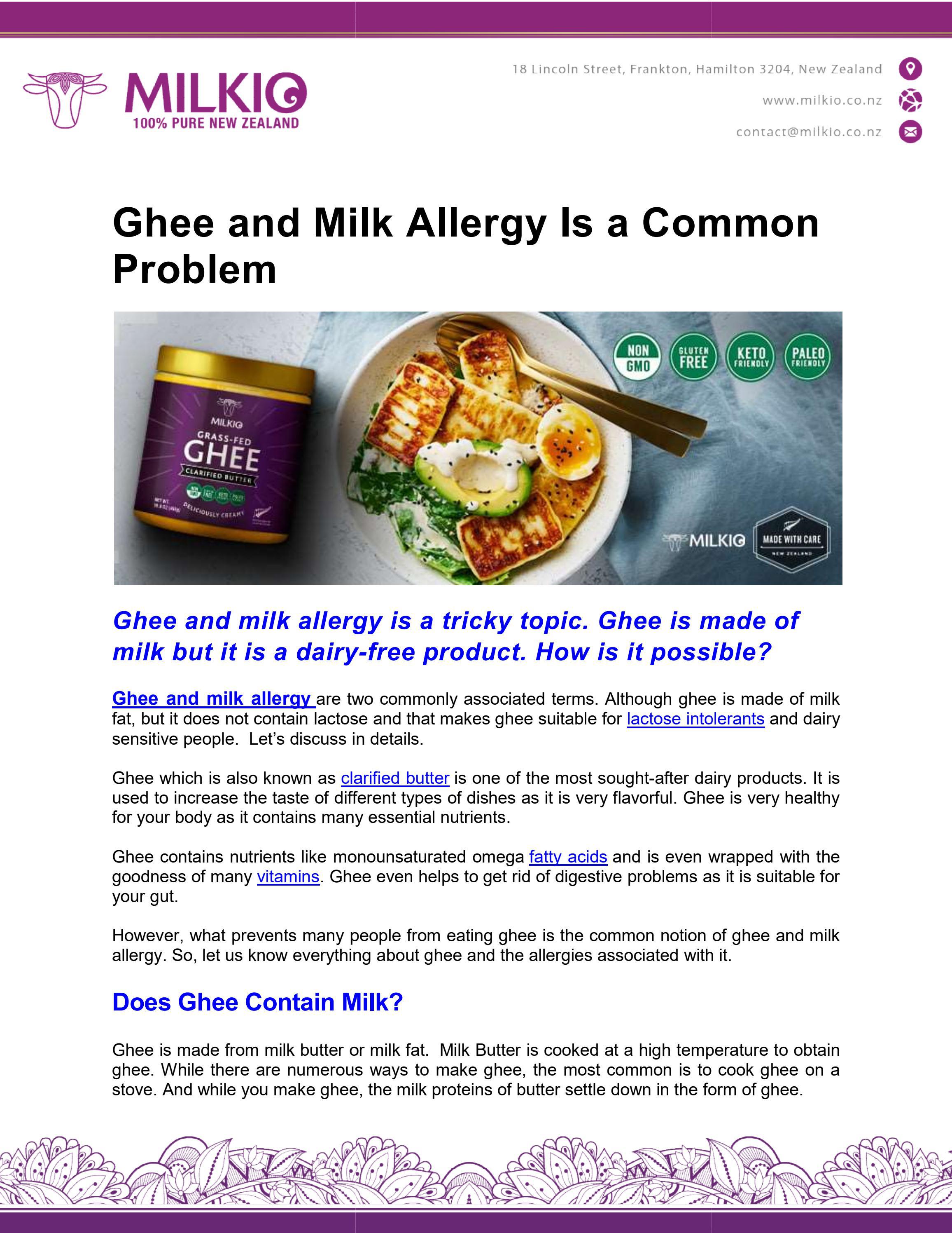 Ghee and Milk Allergy Is a Common Problem by MILKIO Issuu