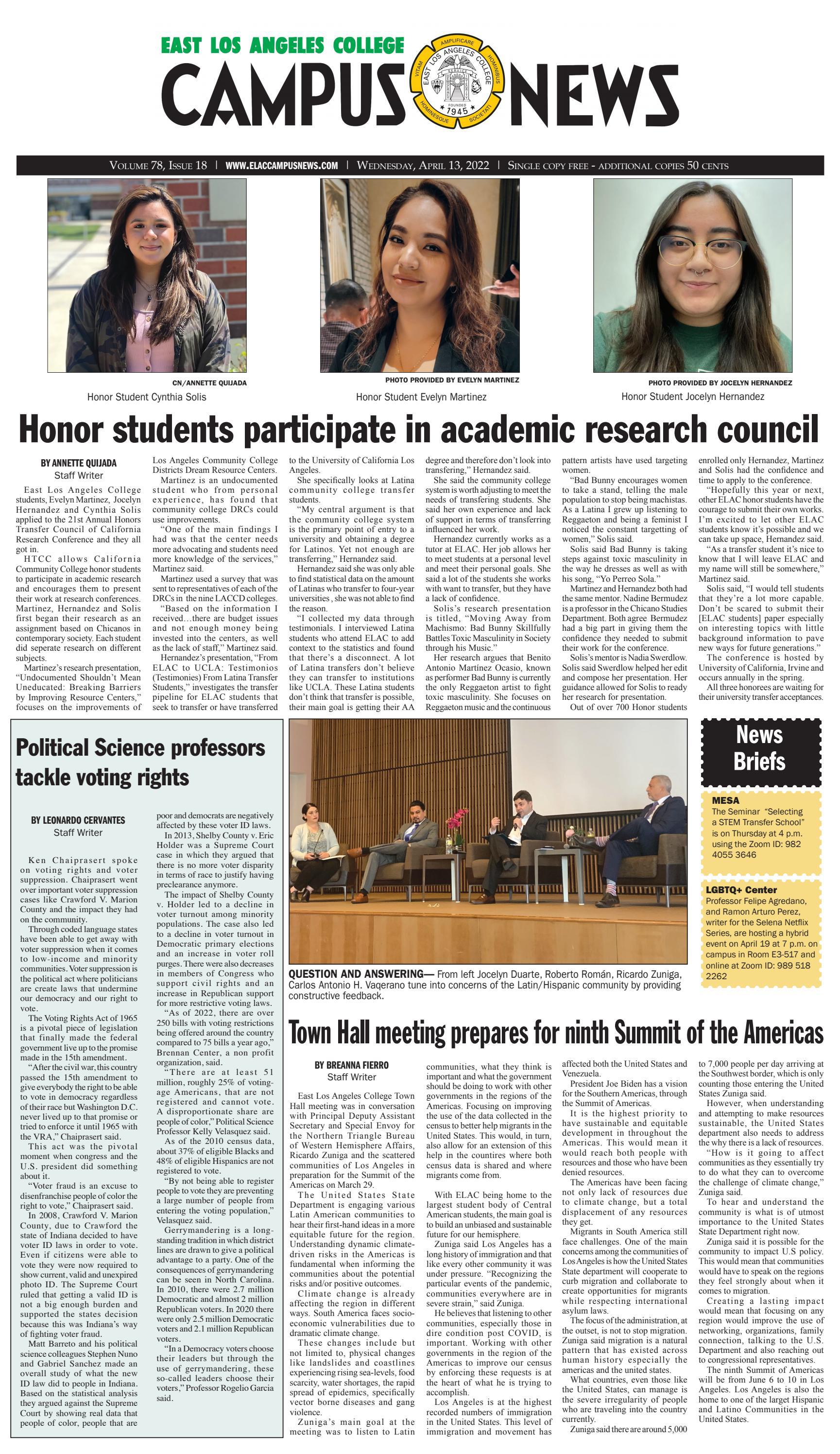 ELAC Campus New Spring Issue 18 By Editor In Chief Campus News Issuu