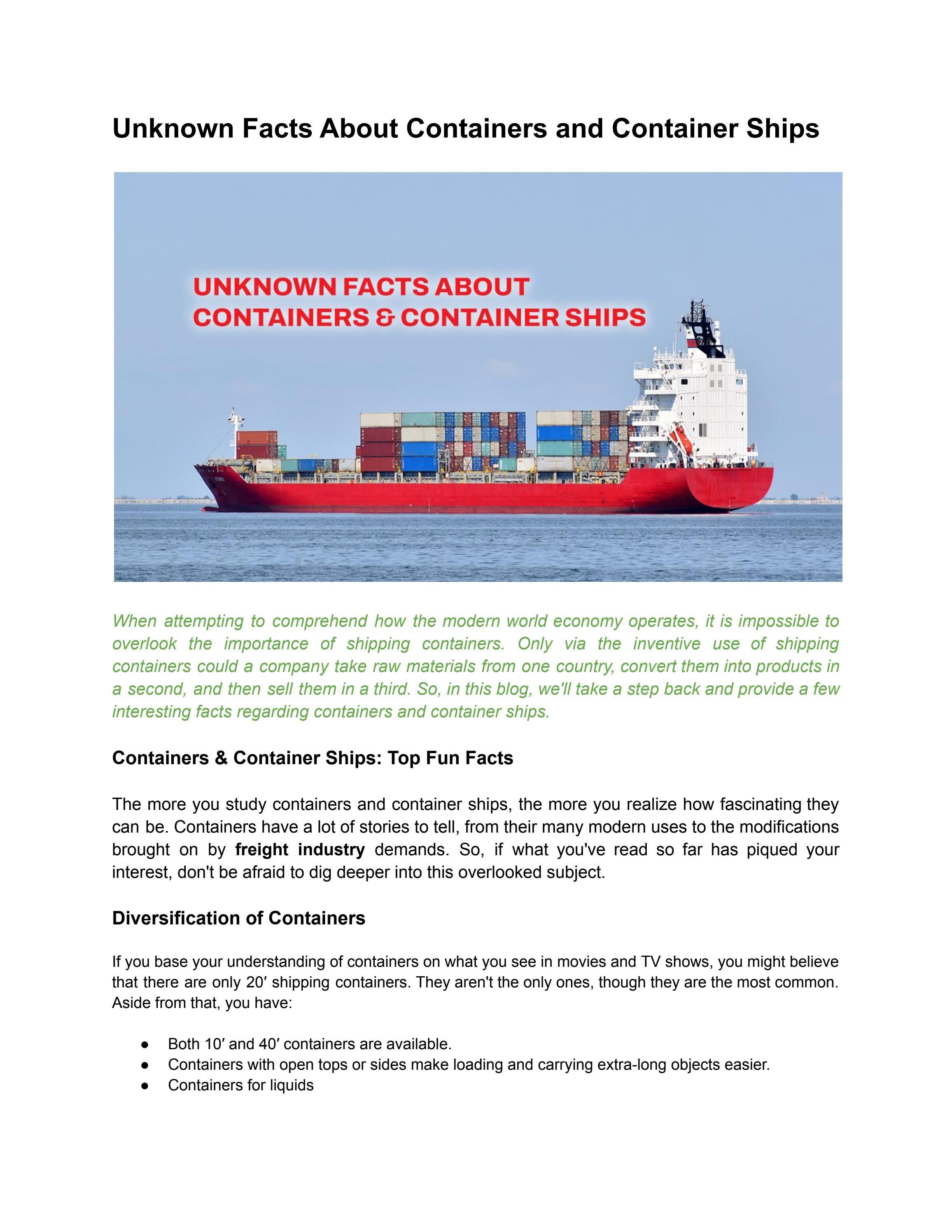 Unknown Facts About Containers and Container Ships by jmycargo Issuu