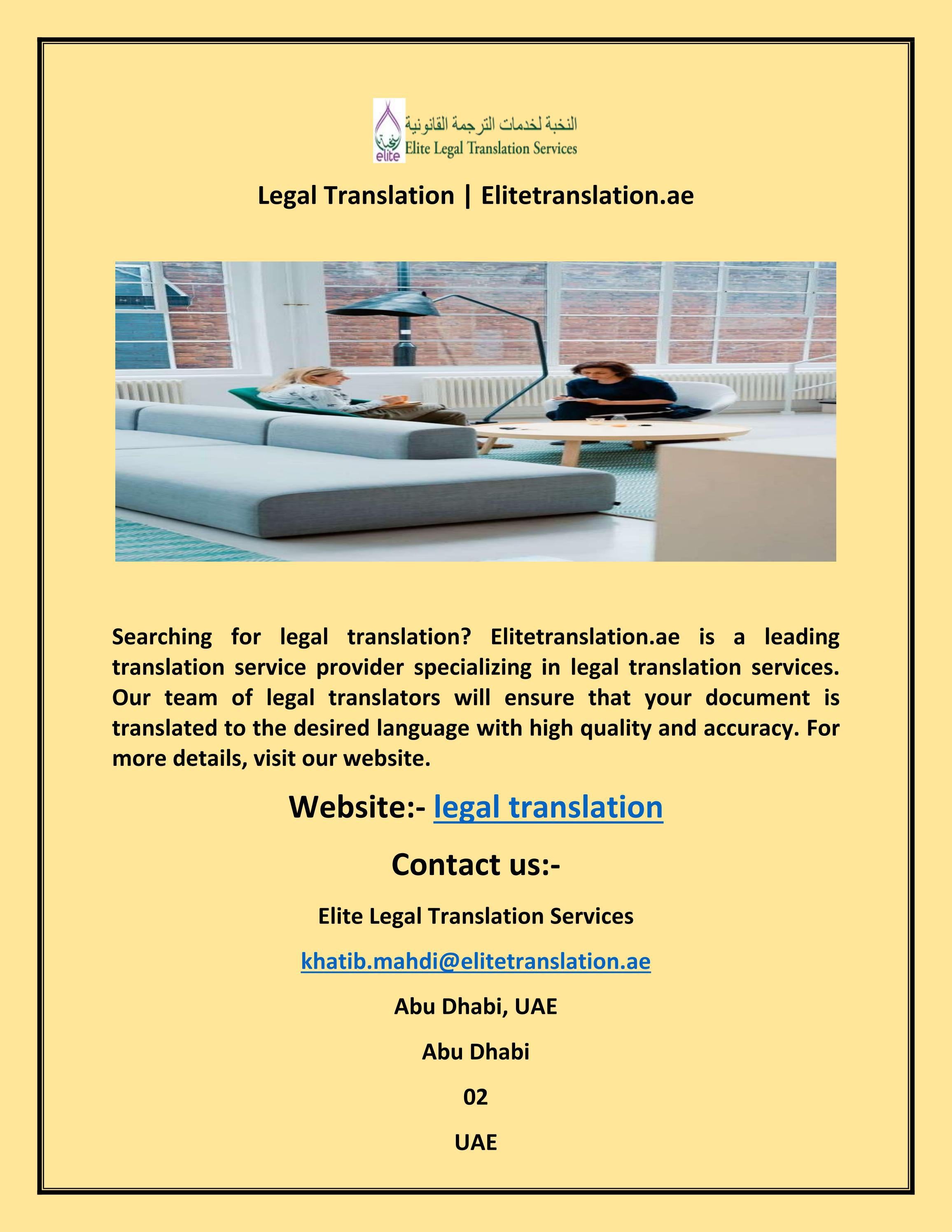 Legal Translation Elitetranslation.ae by Elite legal Translation