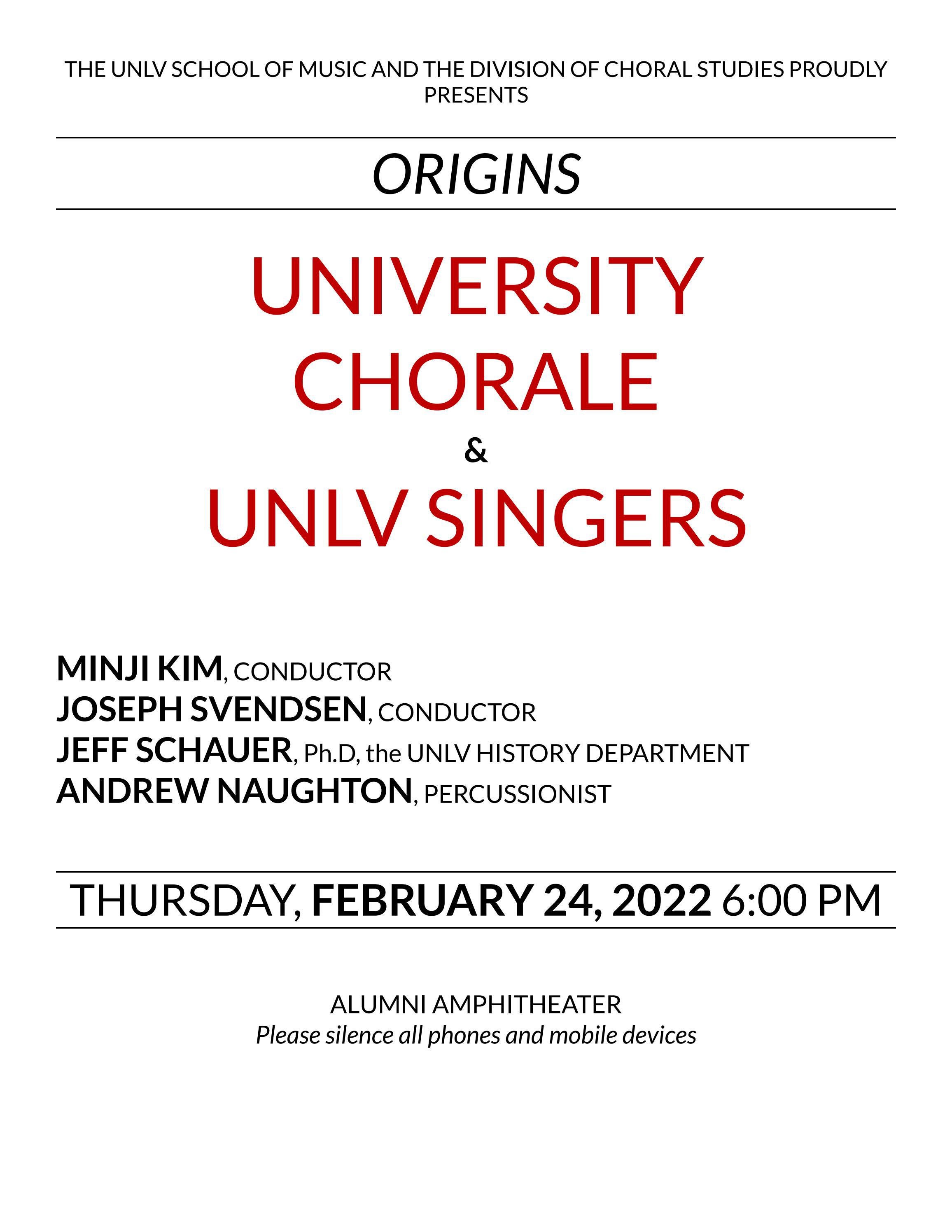 Origins February 2022 Program by UNLV Choral Music Issuu