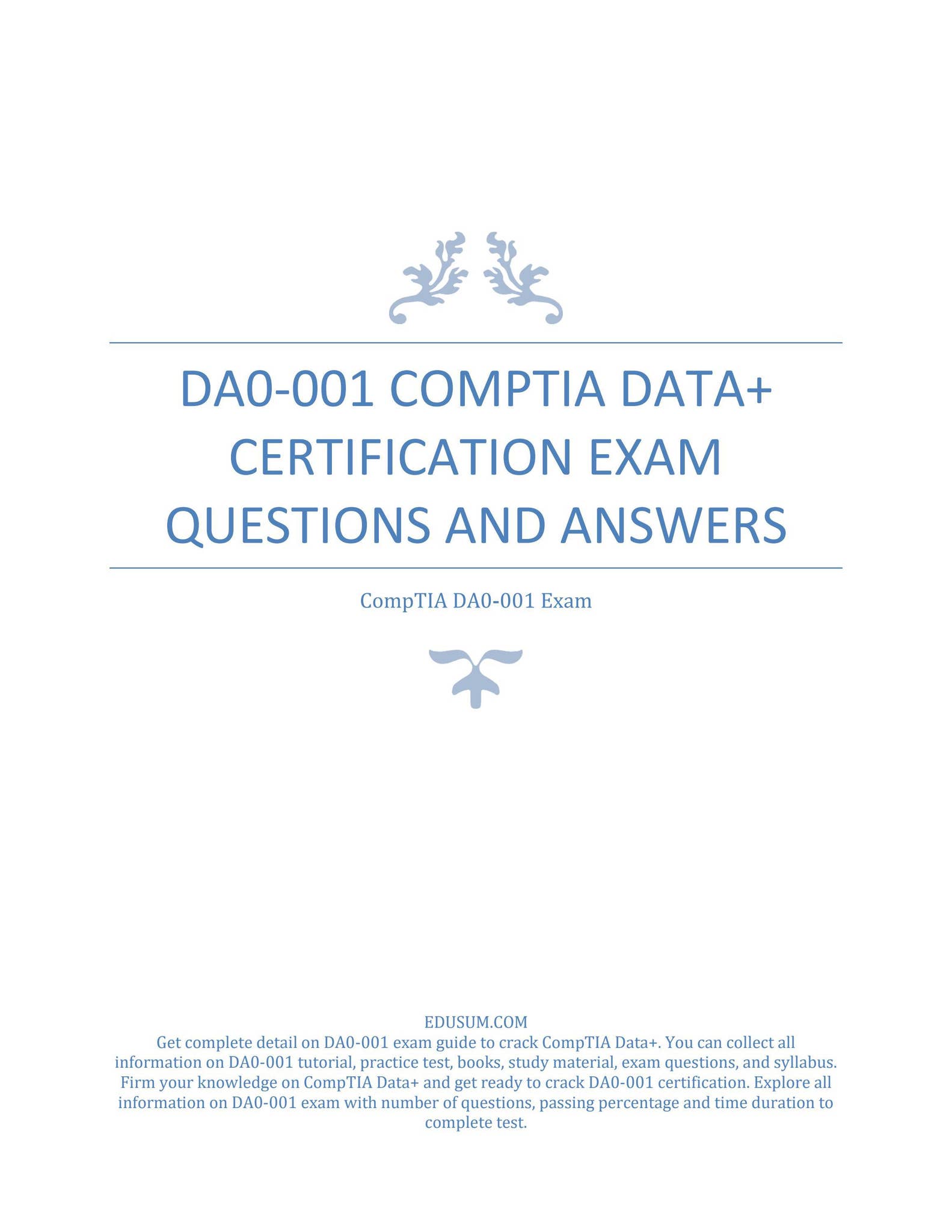 DA0-001 CompTIA Data+ Certification Exam Questions and Answers by ...